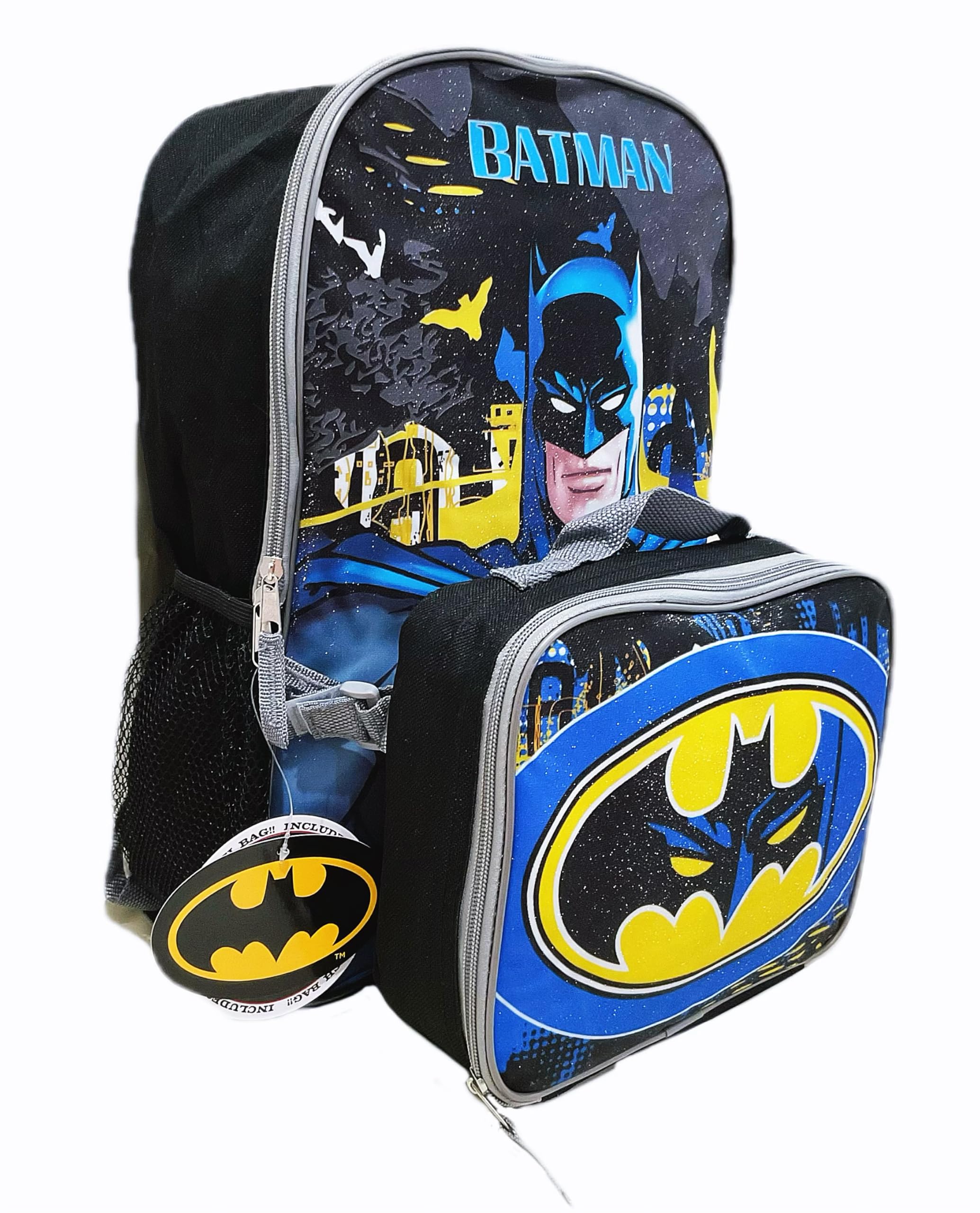 AI ACCESSORY INNOVATIONS Batman Full Size 16 Inch Backpack with Detachable Lunch Box