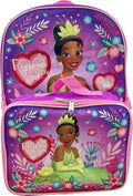 Ruz Princess Tiana Girl's 16" Backpack With Detachable Lunch Box Set