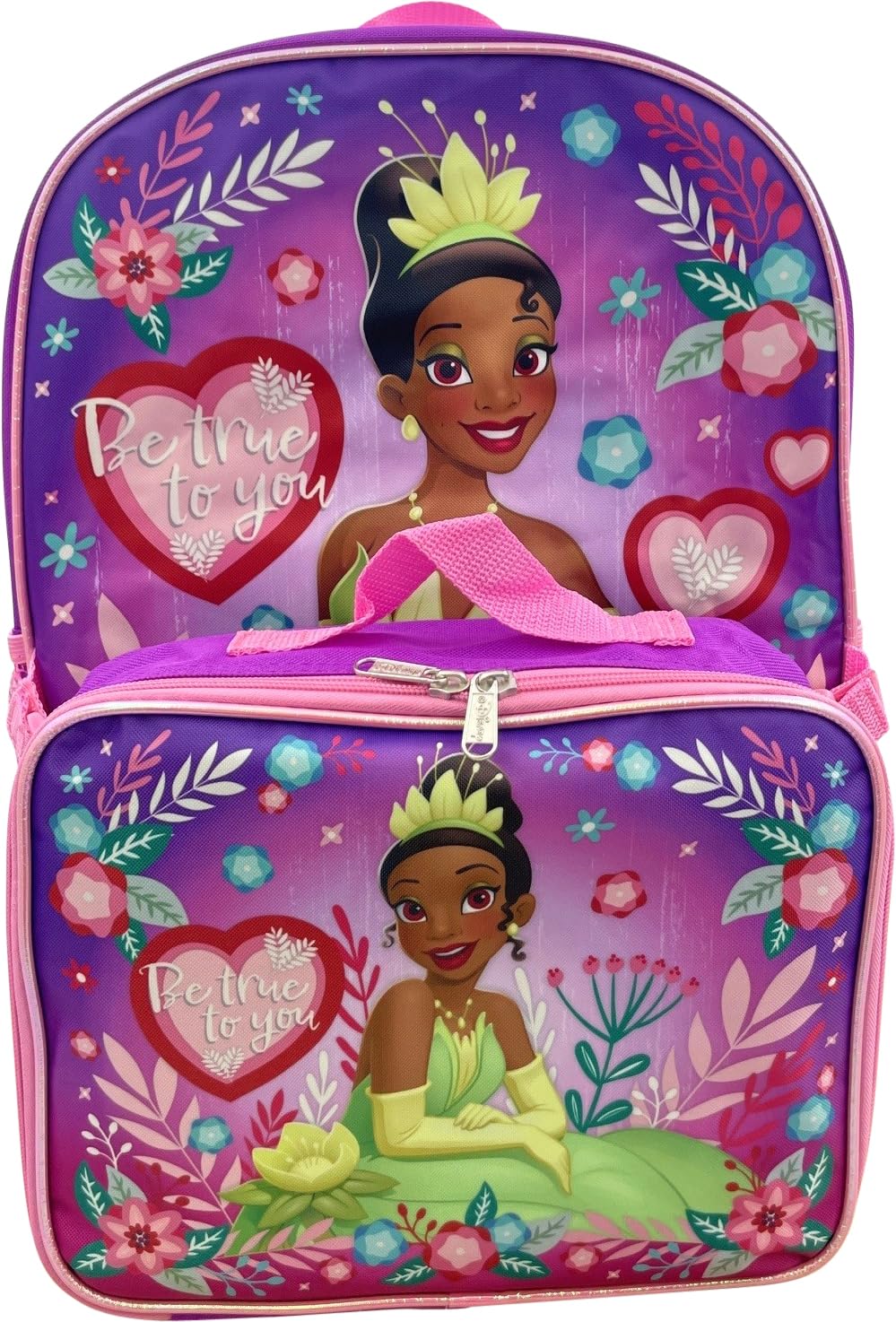 Ruz Princess Tiana Girl's 16" Backpack With Detachable Lunch Box Set