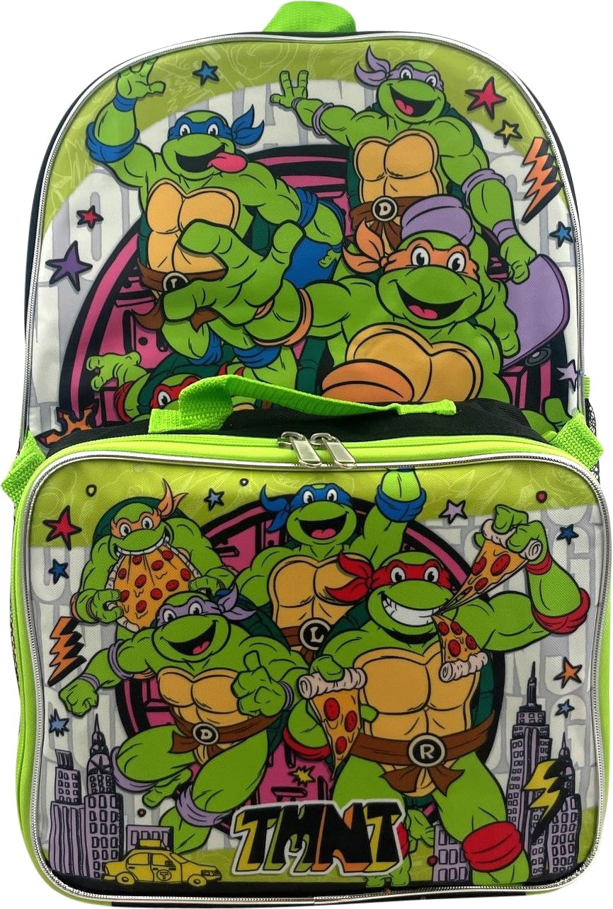 Ruz Teenage Mutant Ninja Turtles Kid's 16 Inch Backpack With Removable Lunch Box Set