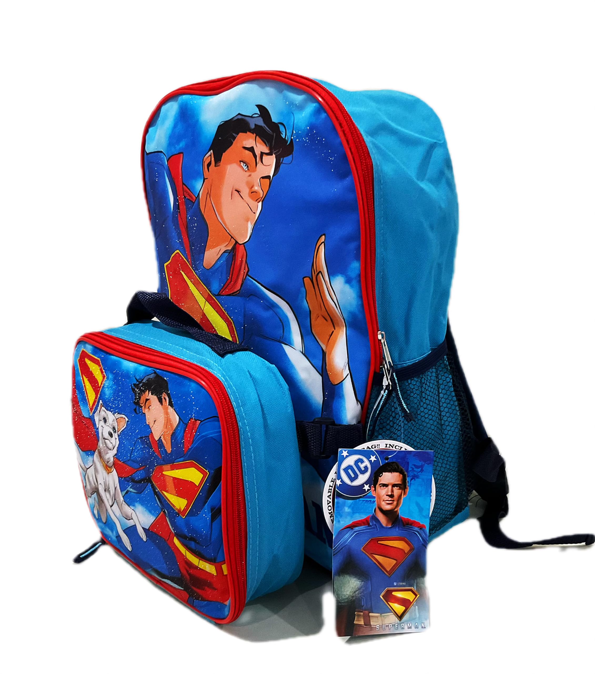AI ACCESSORY INNOVATIONS Superman Full Size 16 Inch Superhero Backpack with Detachable Lunch Box