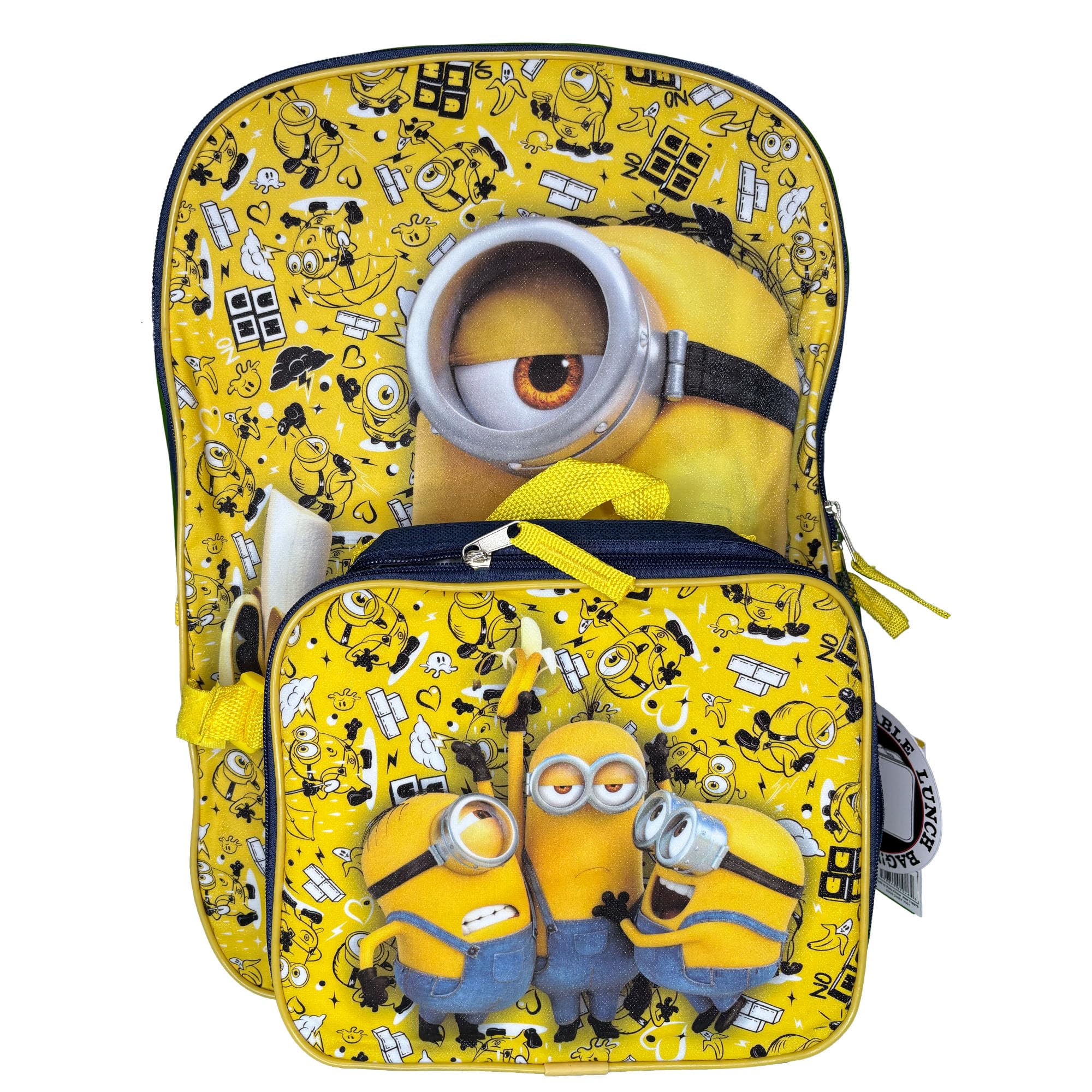 AI ACCESSORY INNOVATIONS Despicable Me Minions Full Size 16 Inch Backpack with Detachable Lunch Box