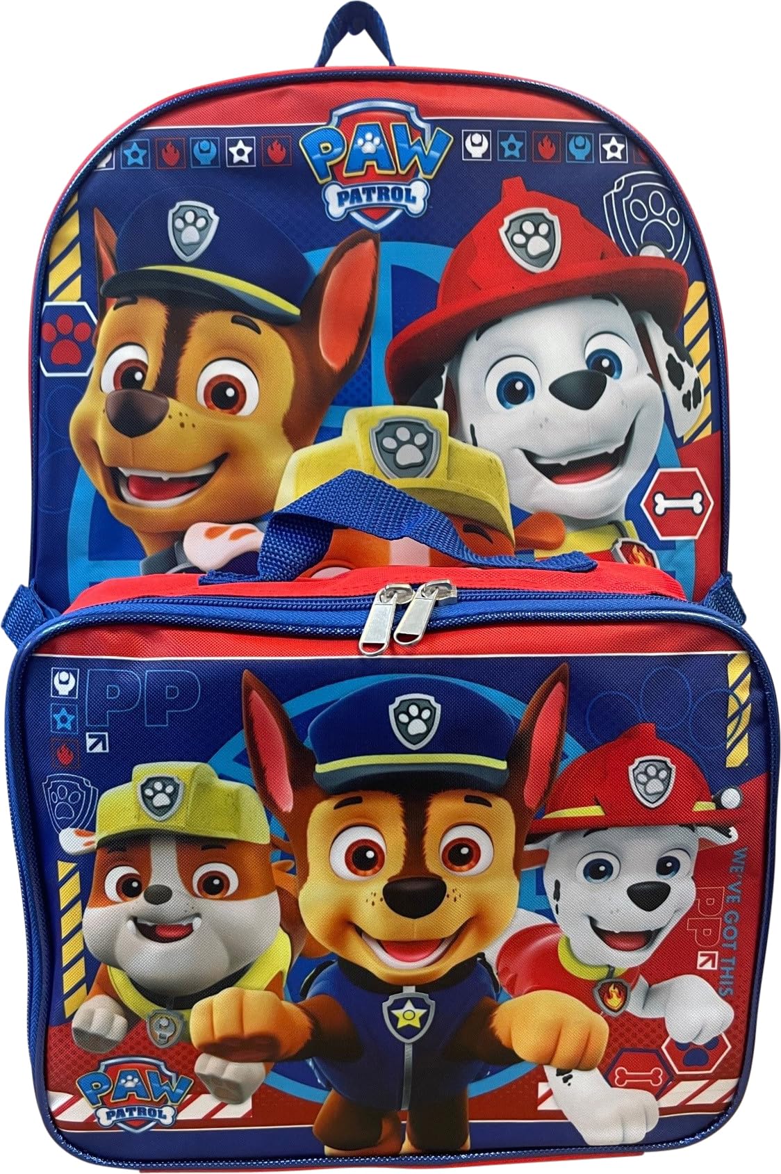 Ruz Paw Patrol Boy's 16 Inch Backpack With Removable Matching Lunch Box Set