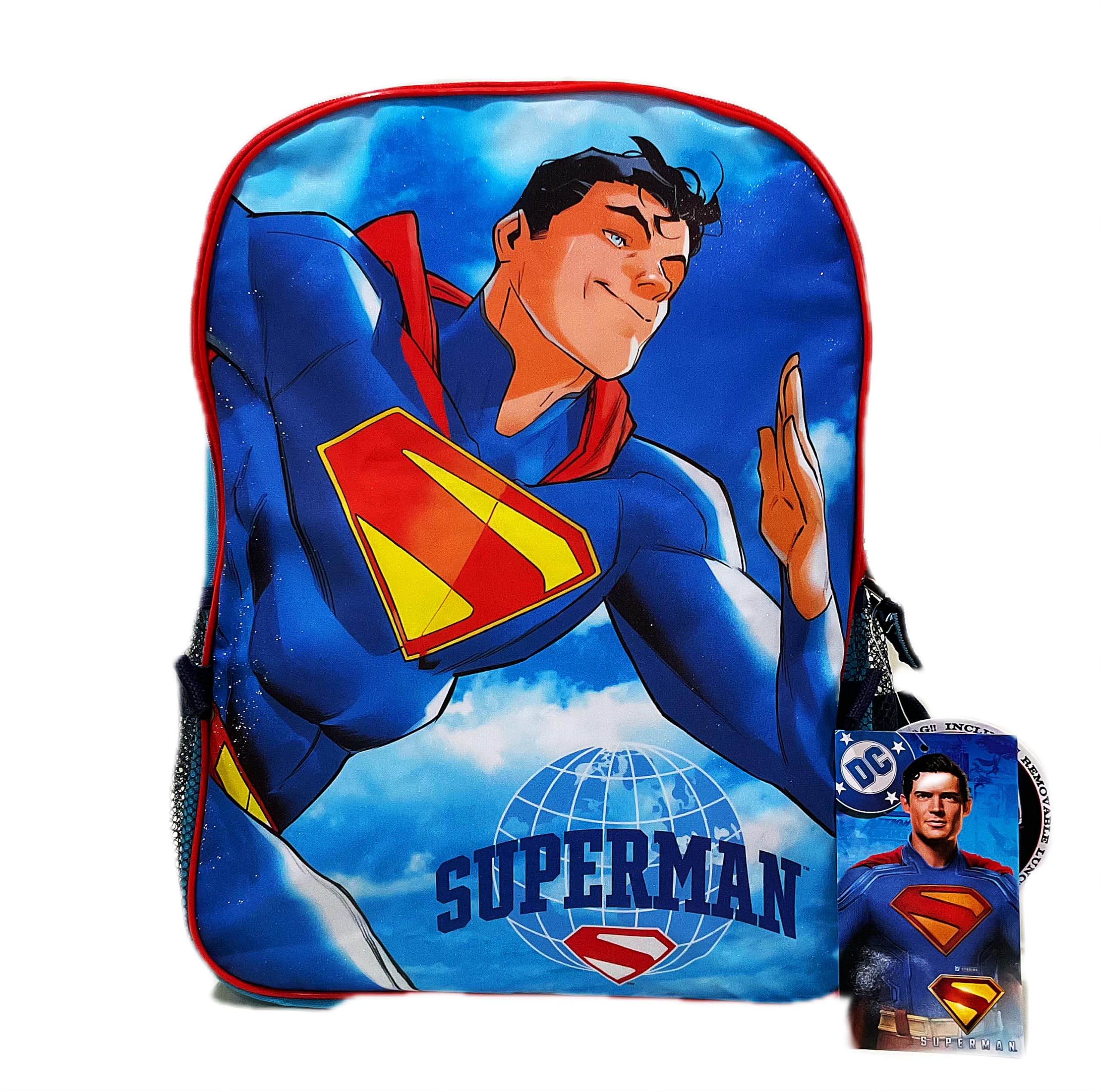 AI ACCESSORY INNOVATIONS Superman Full Size 16 Inch Superhero Backpack with Detachable Lunch Box
