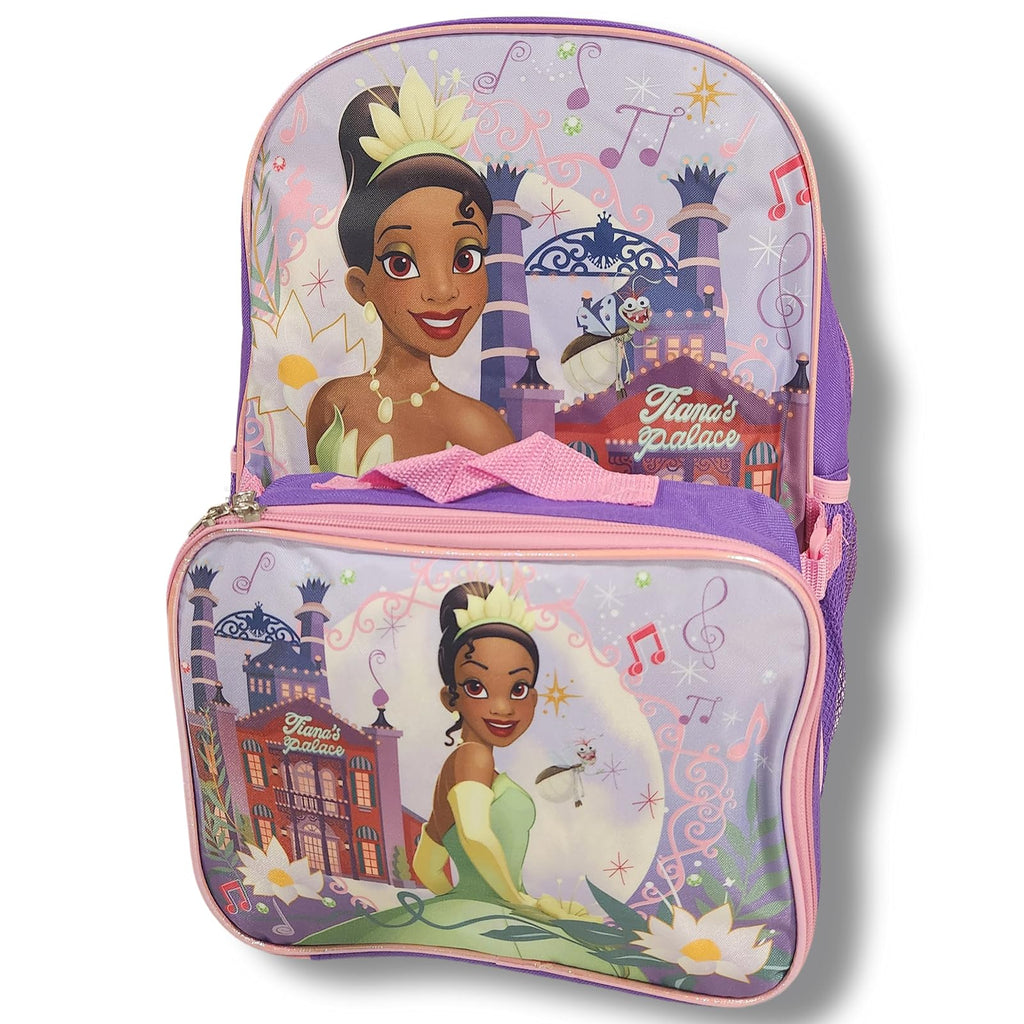 Ruz Princess Tiana Girl's 16" Backpack With Detachable Lunch Box Set