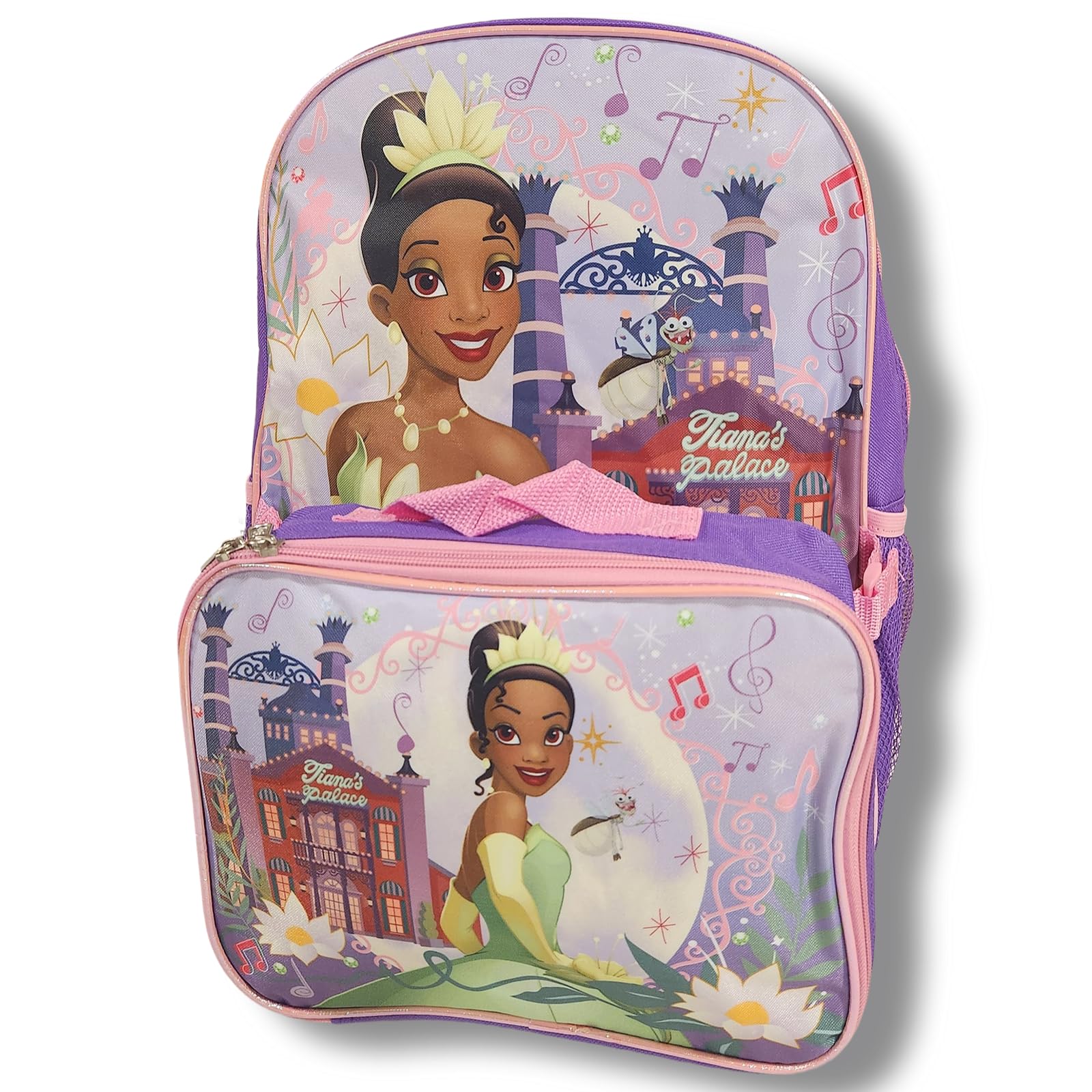 Ruz Princess Tiana Girl's 16" Backpack With Detachable Lunch Box Set