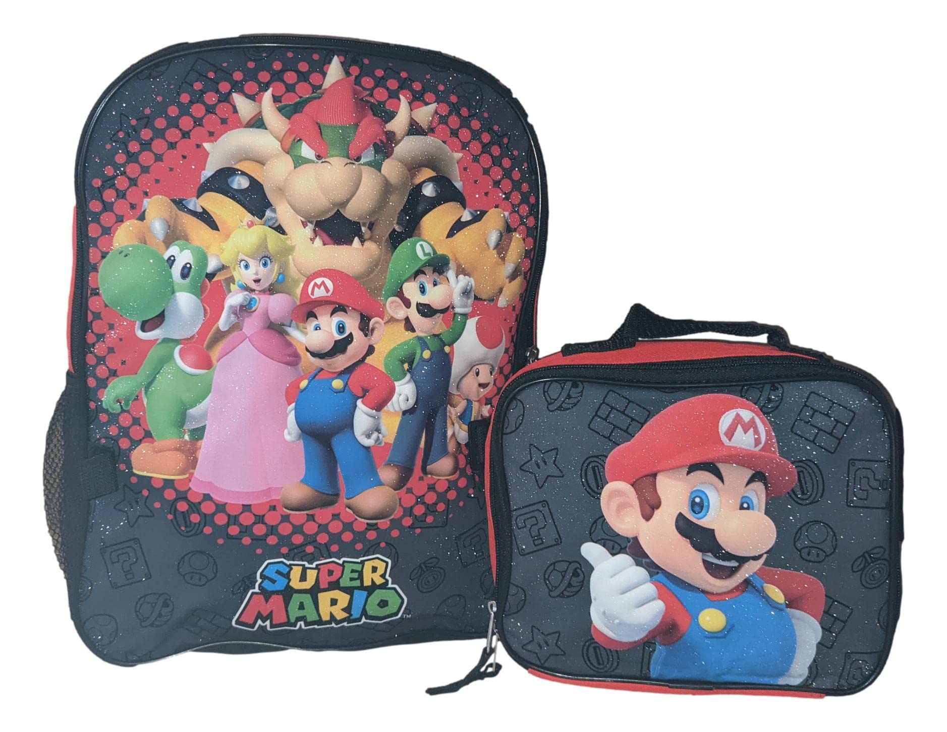 Ruz Super Mario 16" Backpack With Detachable Matching Lunch Box