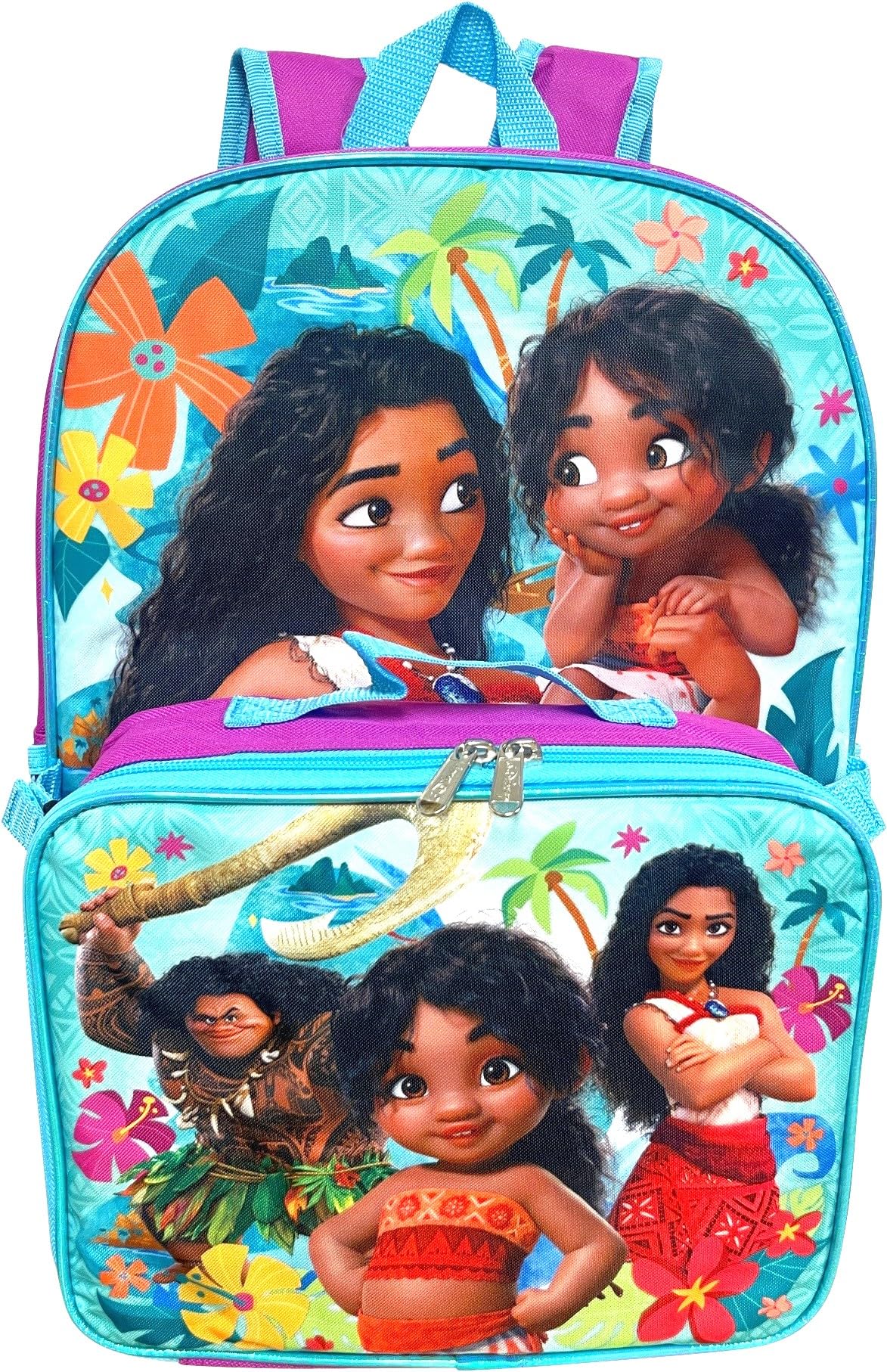 Ruz Moana Girl's 16 Inch Backpack With Removable Matching Lunch Box Set