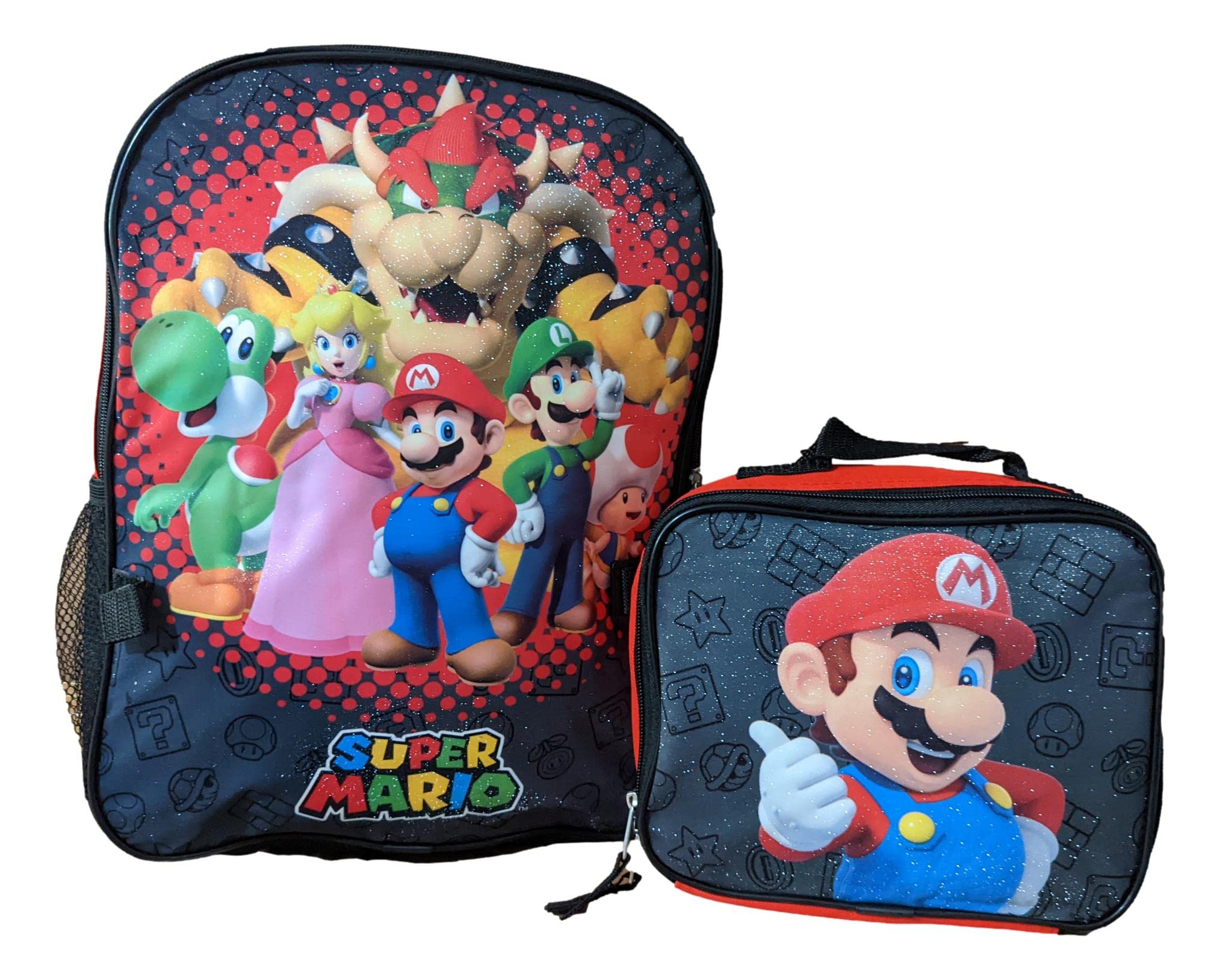 Ruz Super Mario 16" Backpack With Detachable Matching Lunch Box