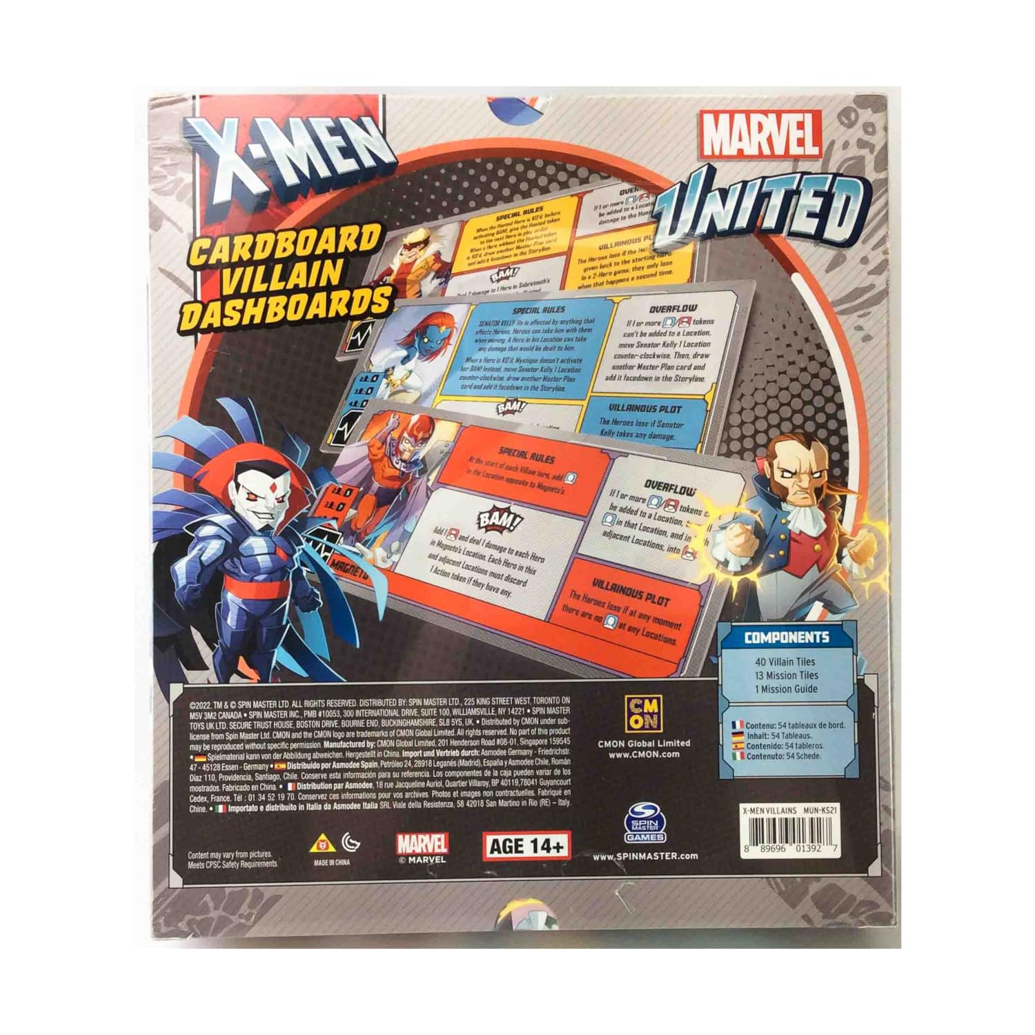 Marvel United: X-Men Cardboard Villain Dashboards (KICKSTARTER Exclusive)