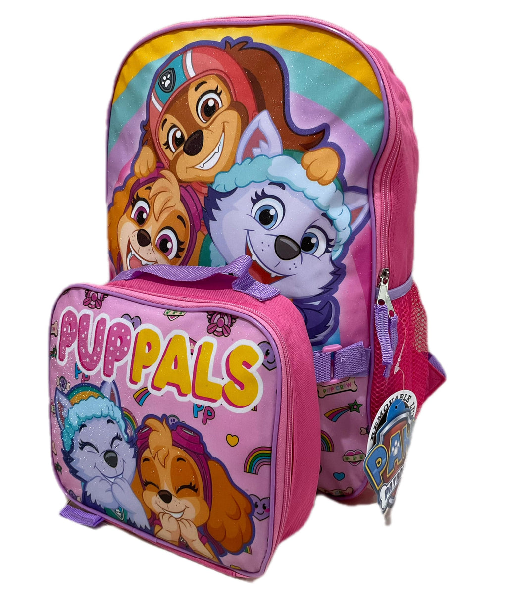 AI ACCESSORY INNOVATIONS Paw Patrol Full Size 16 Inch Backpack with Detachable Lunch Box For Girls-Skye, Liberty, And Everest