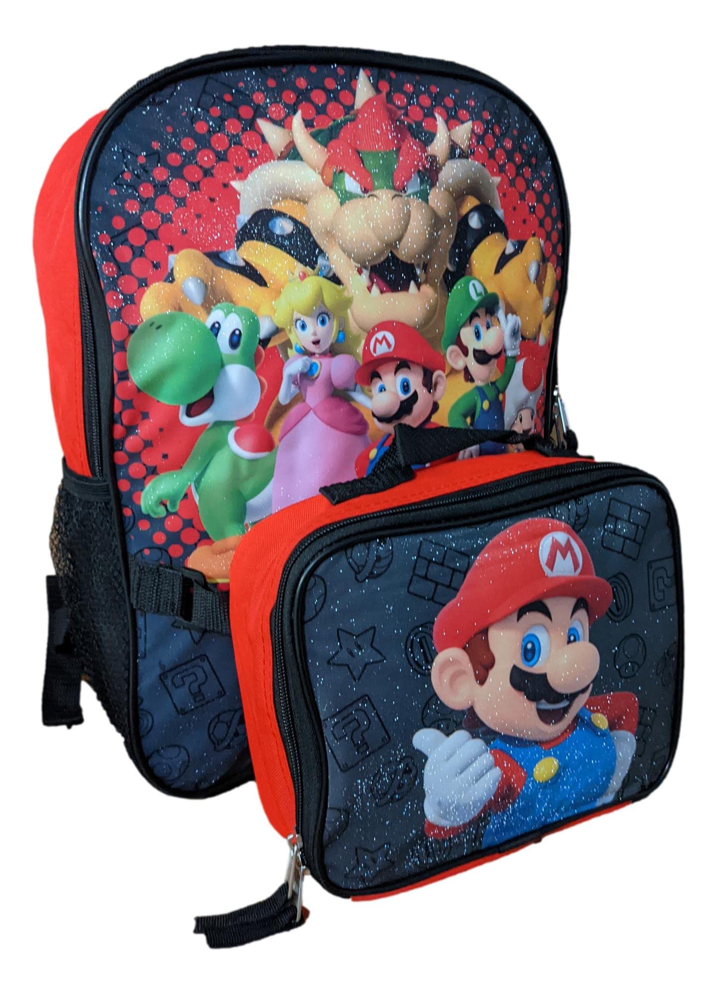 Ruz Super Mario 16" Backpack With Detachable Matching Lunch Box