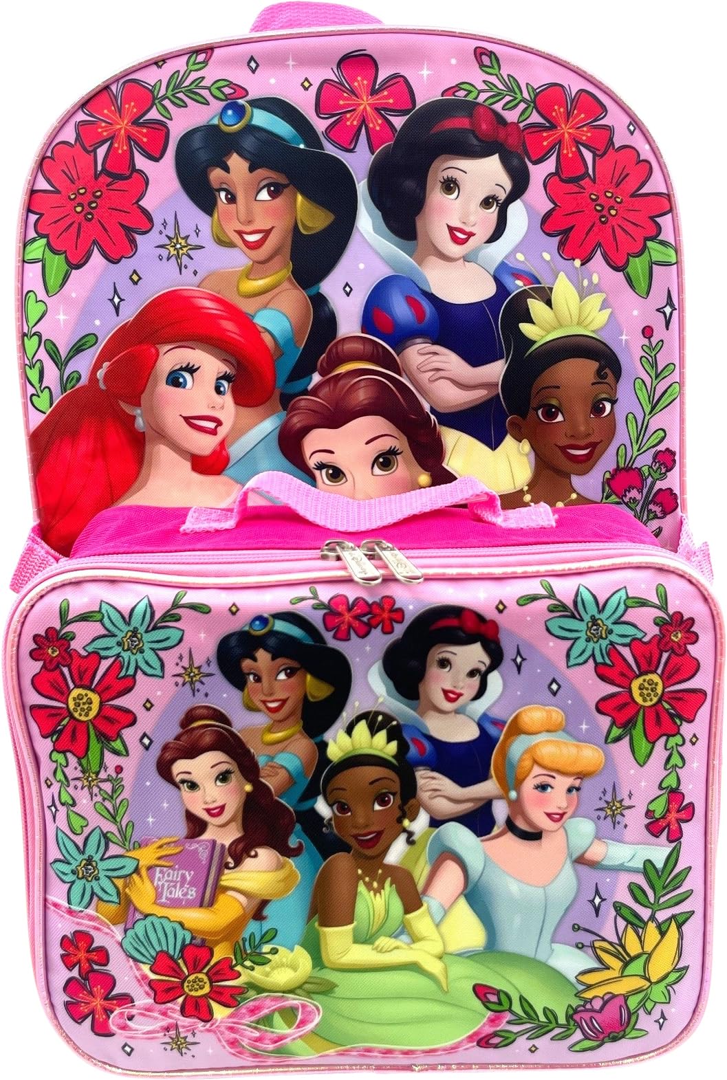 Disney Princess 16 Inch Girl's Backpack With Removable Lunch Box Set