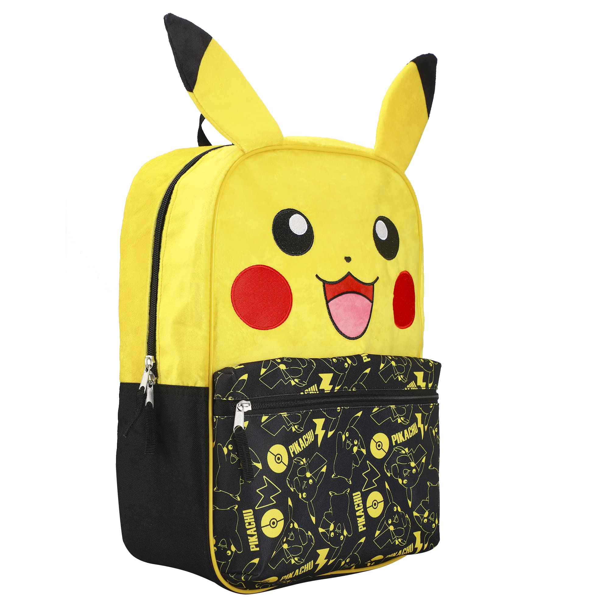 BIOWORLD Unisex Pokemon Pikachu Character 16'' Backpack Black One Size