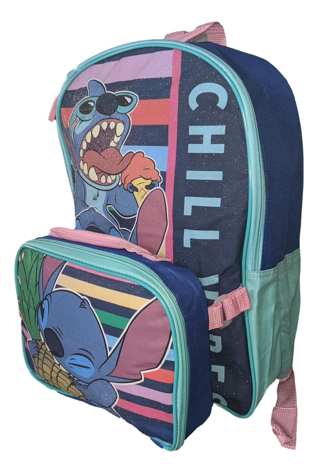 Disney Stitch 16 Inch School Backpack With Removable Lunch Box Set