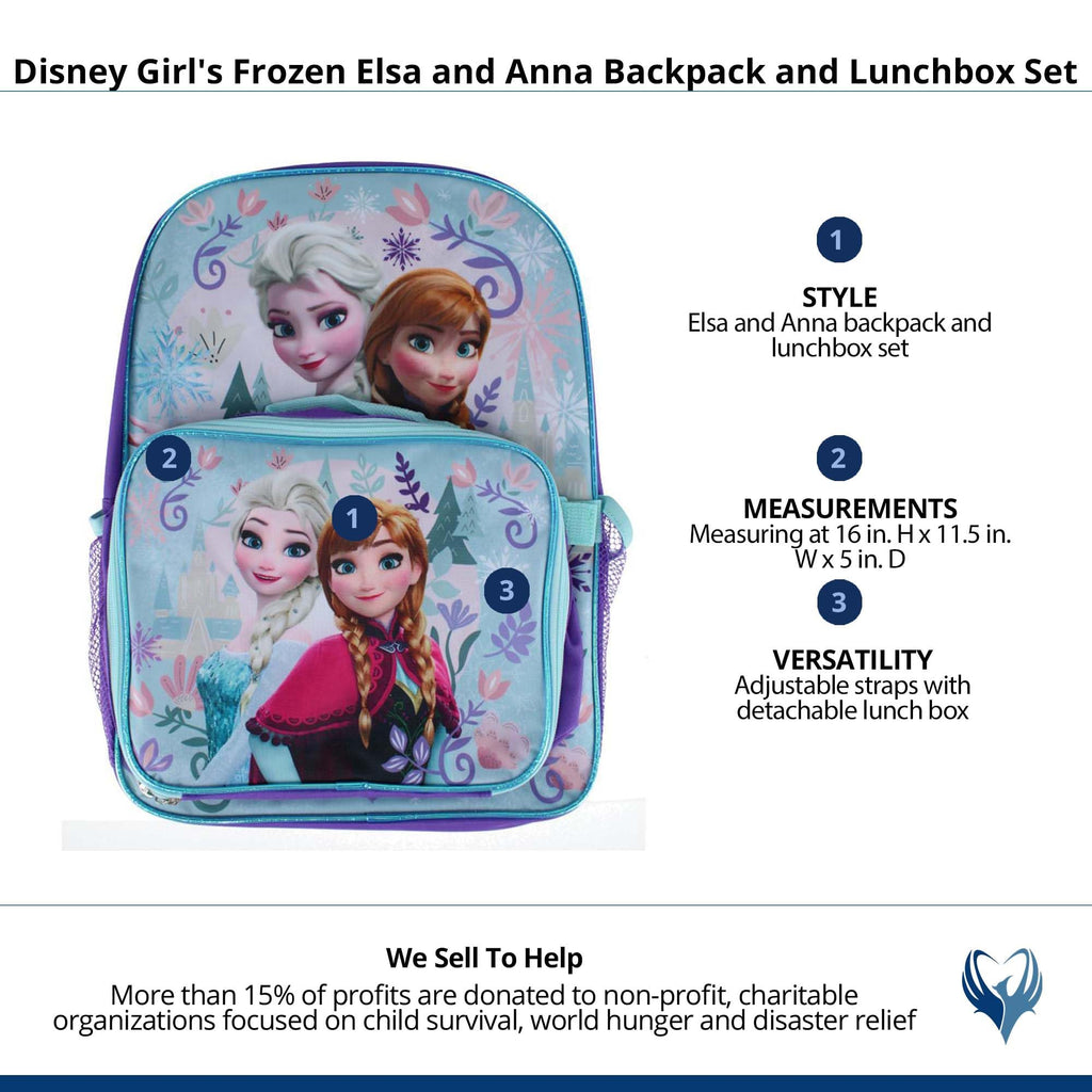 Ruz Disney Frozen Elsa and Anna Backpack and Lunchbox Set