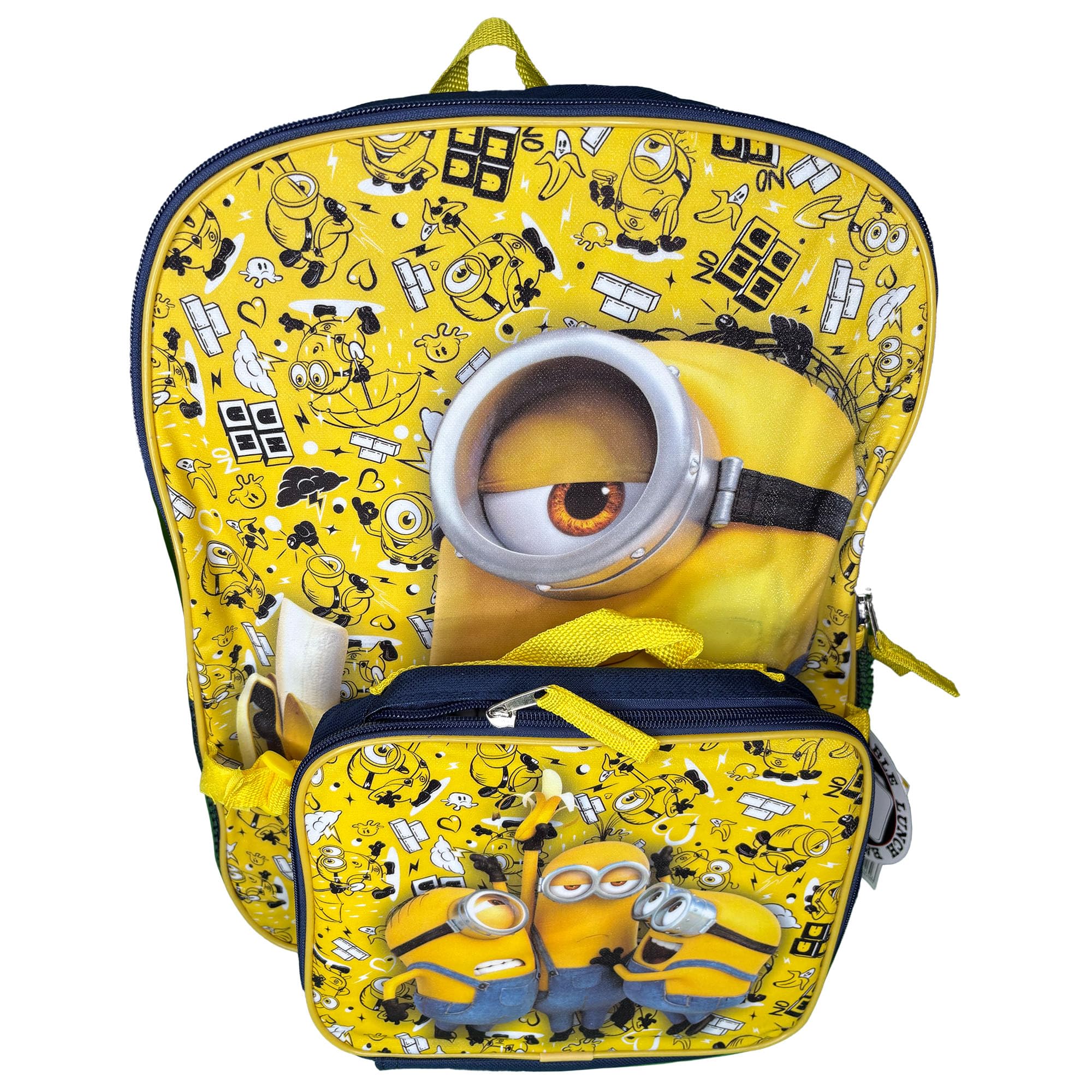 AI ACCESSORY INNOVATIONS Despicable Me Minions Full Size 16 Inch Backpack with Detachable Lunch Box