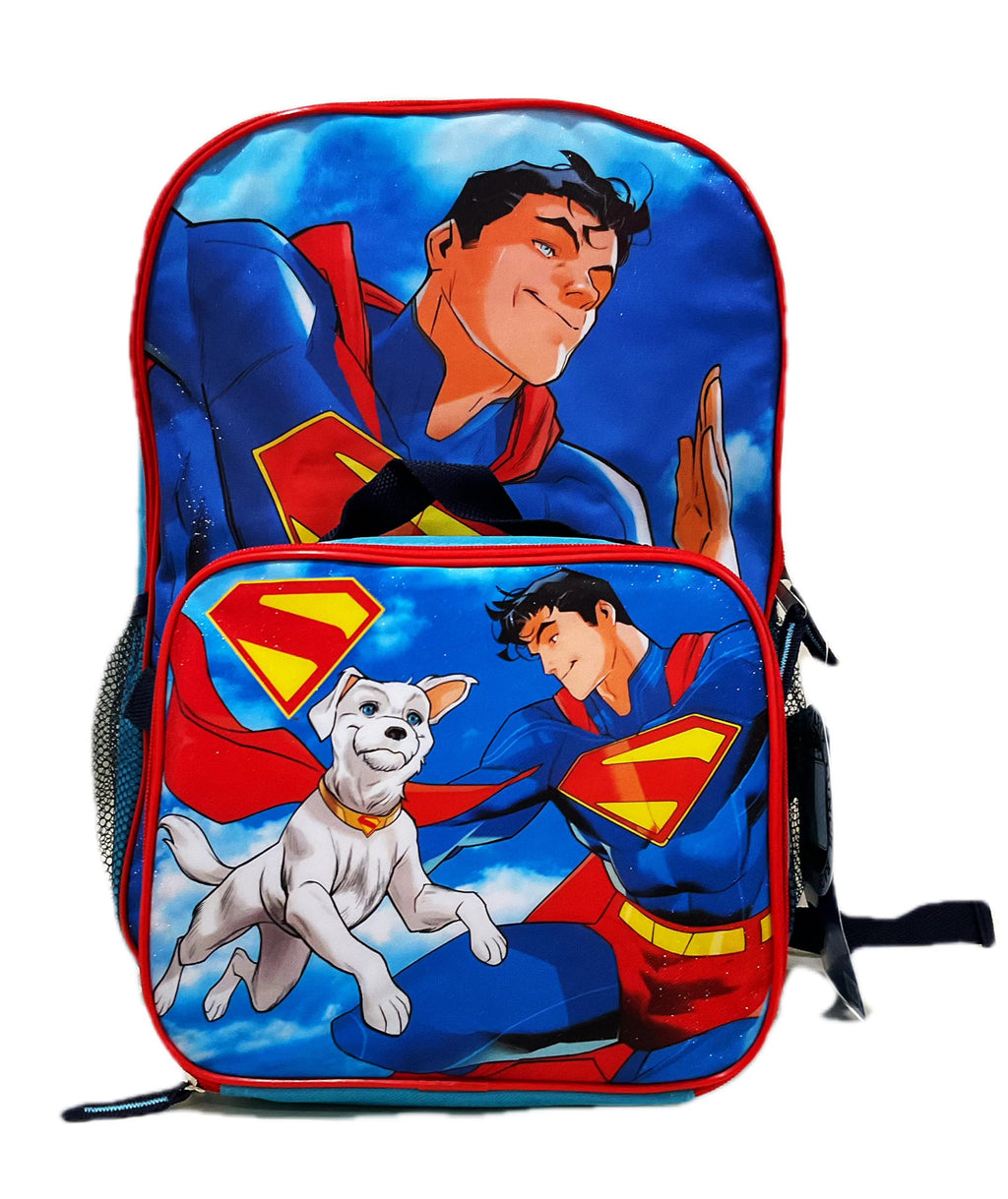 AI ACCESSORY INNOVATIONS Superman Full Size 16 Inch Superhero Backpack with Detachable Lunch Box