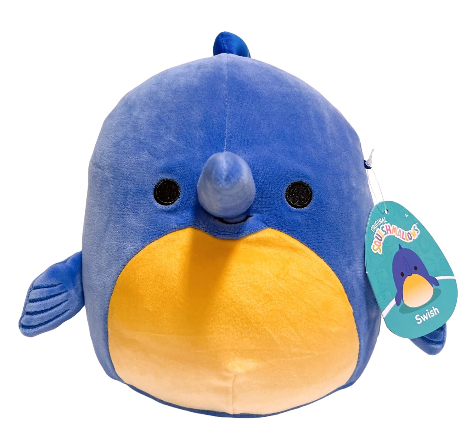Squishmallows Kellytoy Sea Life Squad Plush Toy (8/'' Swish The Swordfish), 8 inch