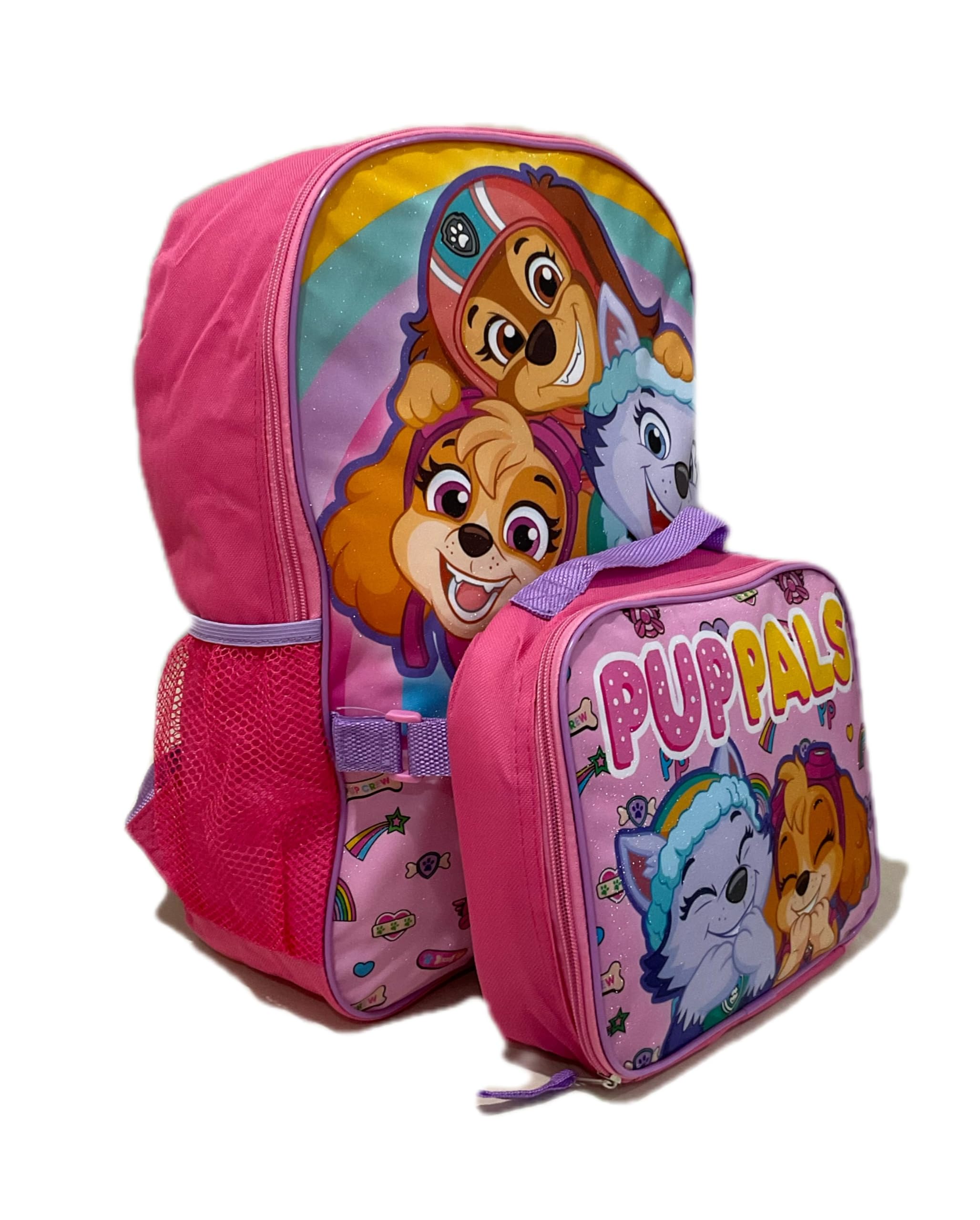 AI ACCESSORY INNOVATIONS Paw Patrol Full Size 16 Inch Backpack with Detachable Lunch Box For Girls-Skye, Liberty, And Everest