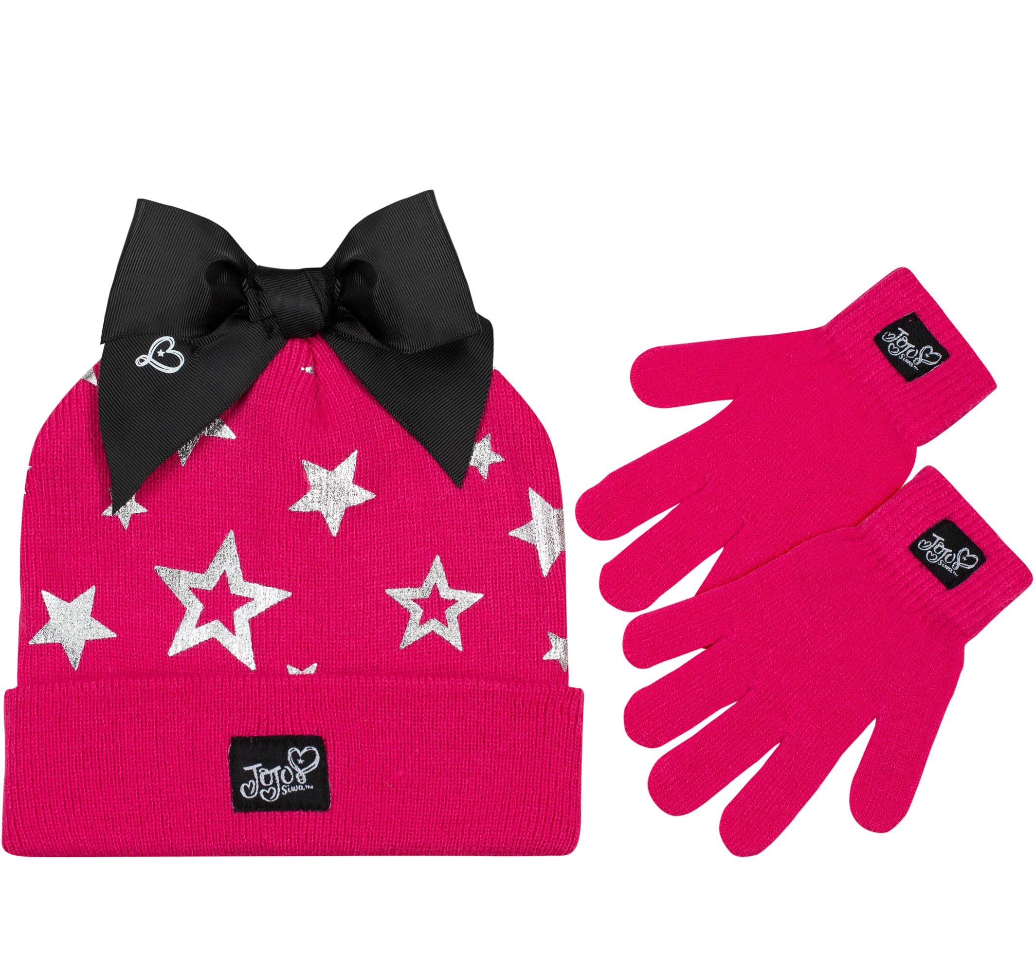 Nickelodeon JoJo Siwa Girls Winter Hat and Gloves Cold Weather Set, Age 4-7