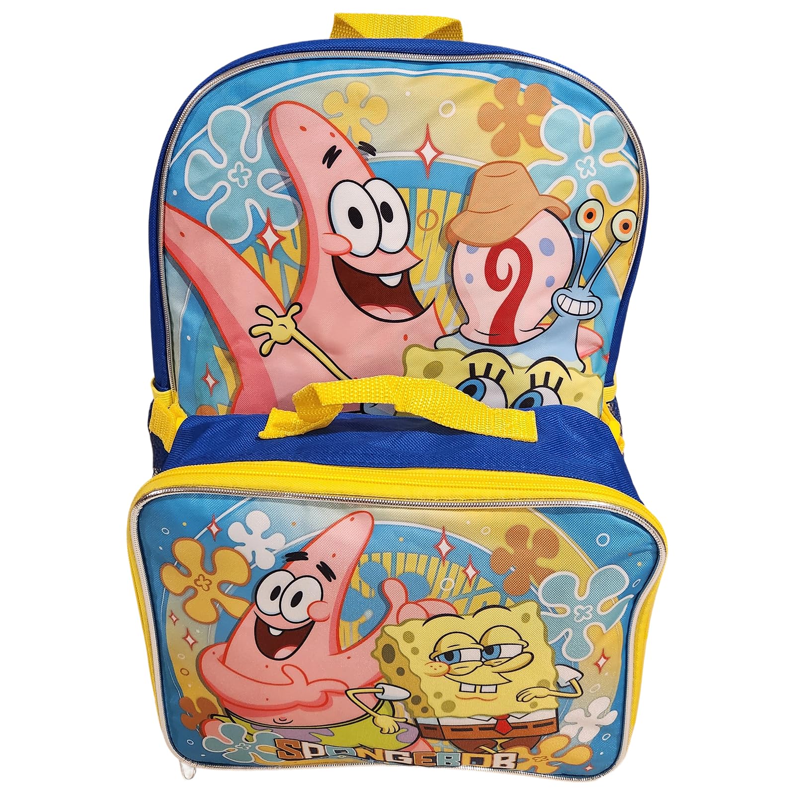 Ruz Group Kid's Licensed 16 Inch Backpack With Removable Lunch Box Set (Sponge Bob)