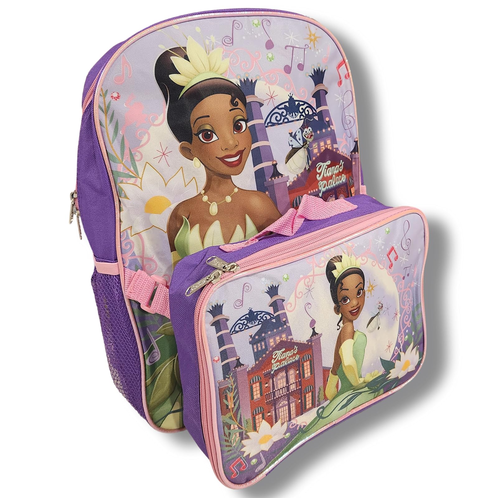 Ruz Princess Tiana Girl's 16" Backpack With Detachable Lunch Box Set