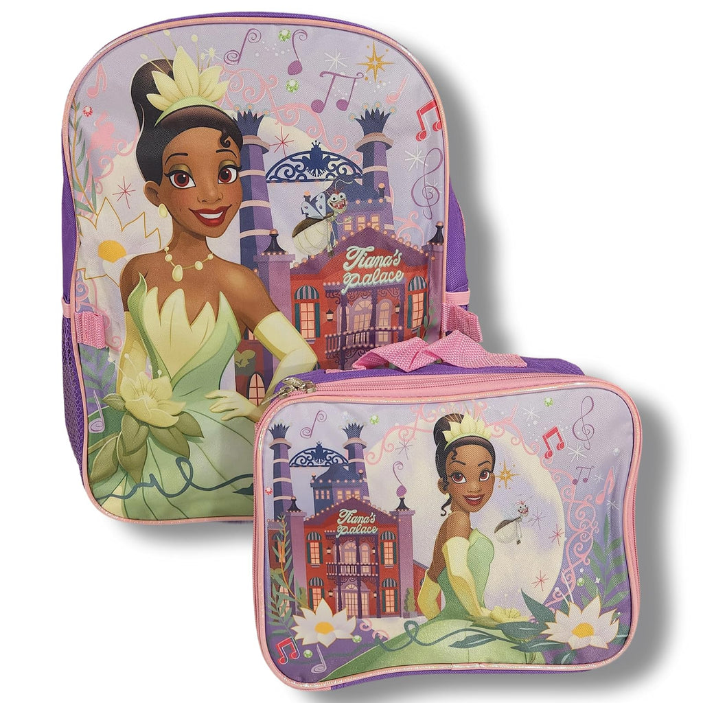 Ruz Princess Tiana Girl's 16" Backpack With Detachable Lunch Box Set