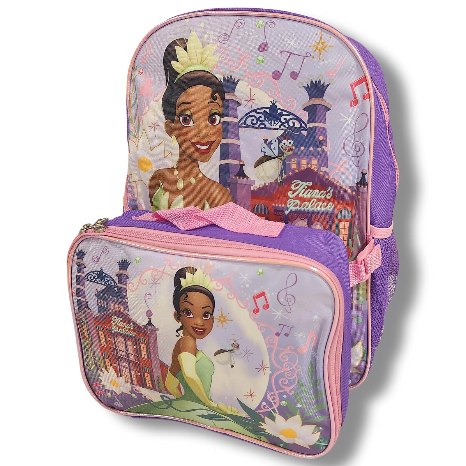 Ruz Princess Tiana Girl's 16" Backpack With Detachable Lunch Box Set