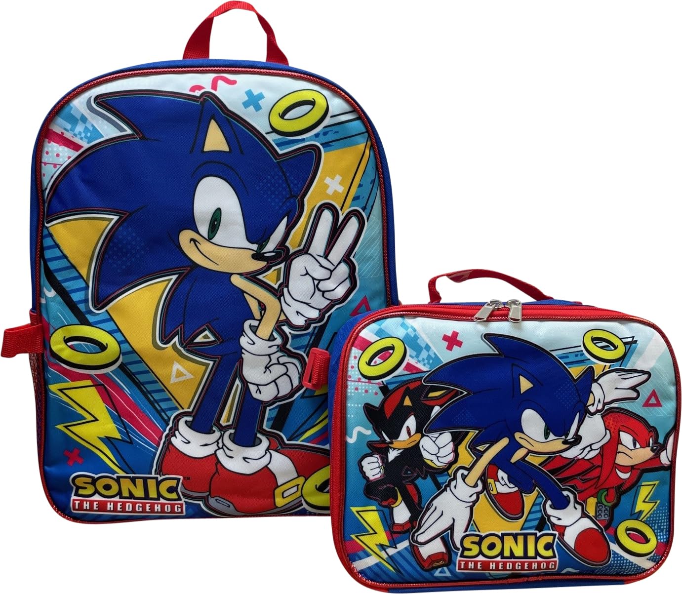 Ruz Sonic The Hedgehog 16 Inch Backpack W/Detachable Matching Lunch Box, Sonic - Shadow Kid's School Bag