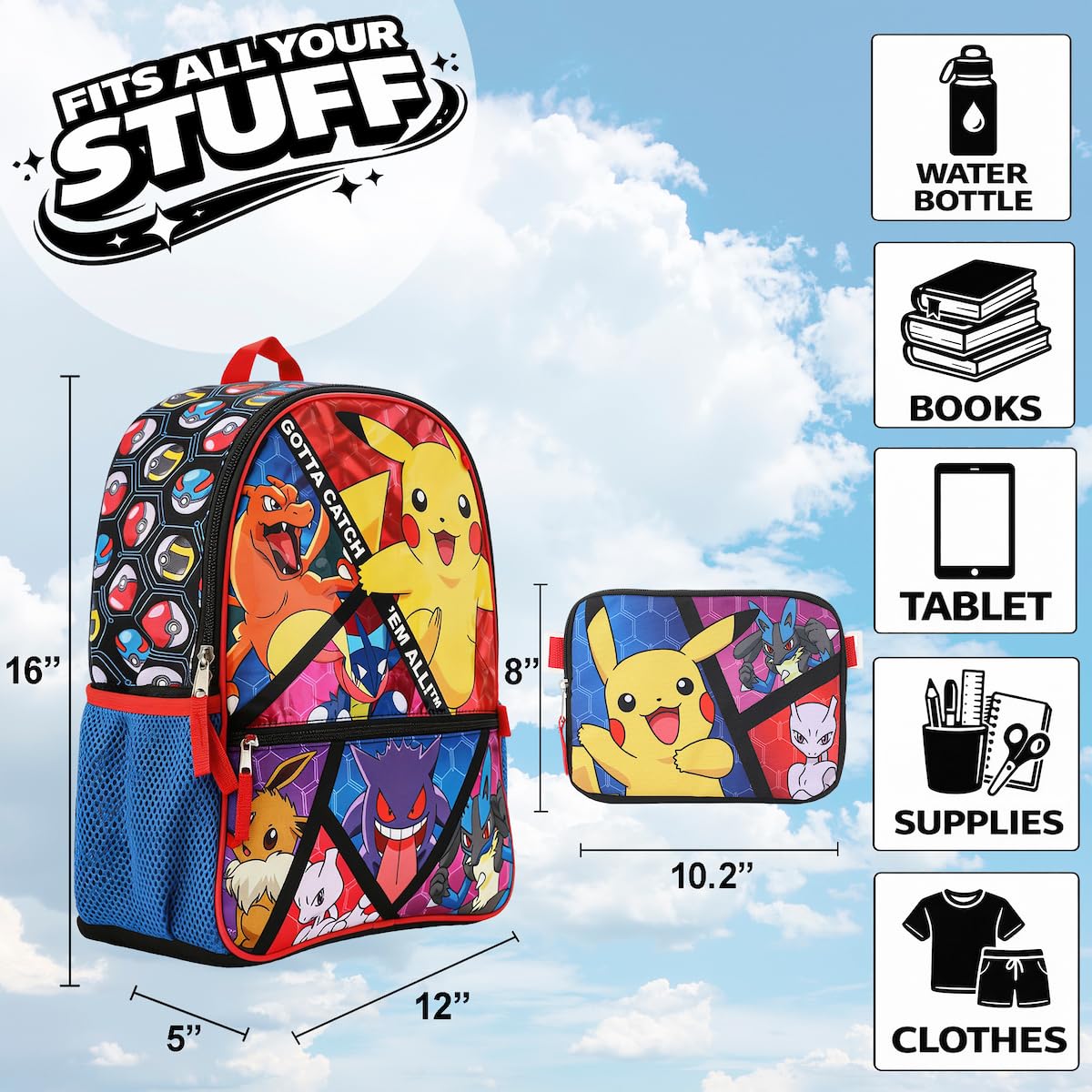 BIOWORLD Kids Youth Five-Piece Backpack Set (Little Kid/Big Kid)