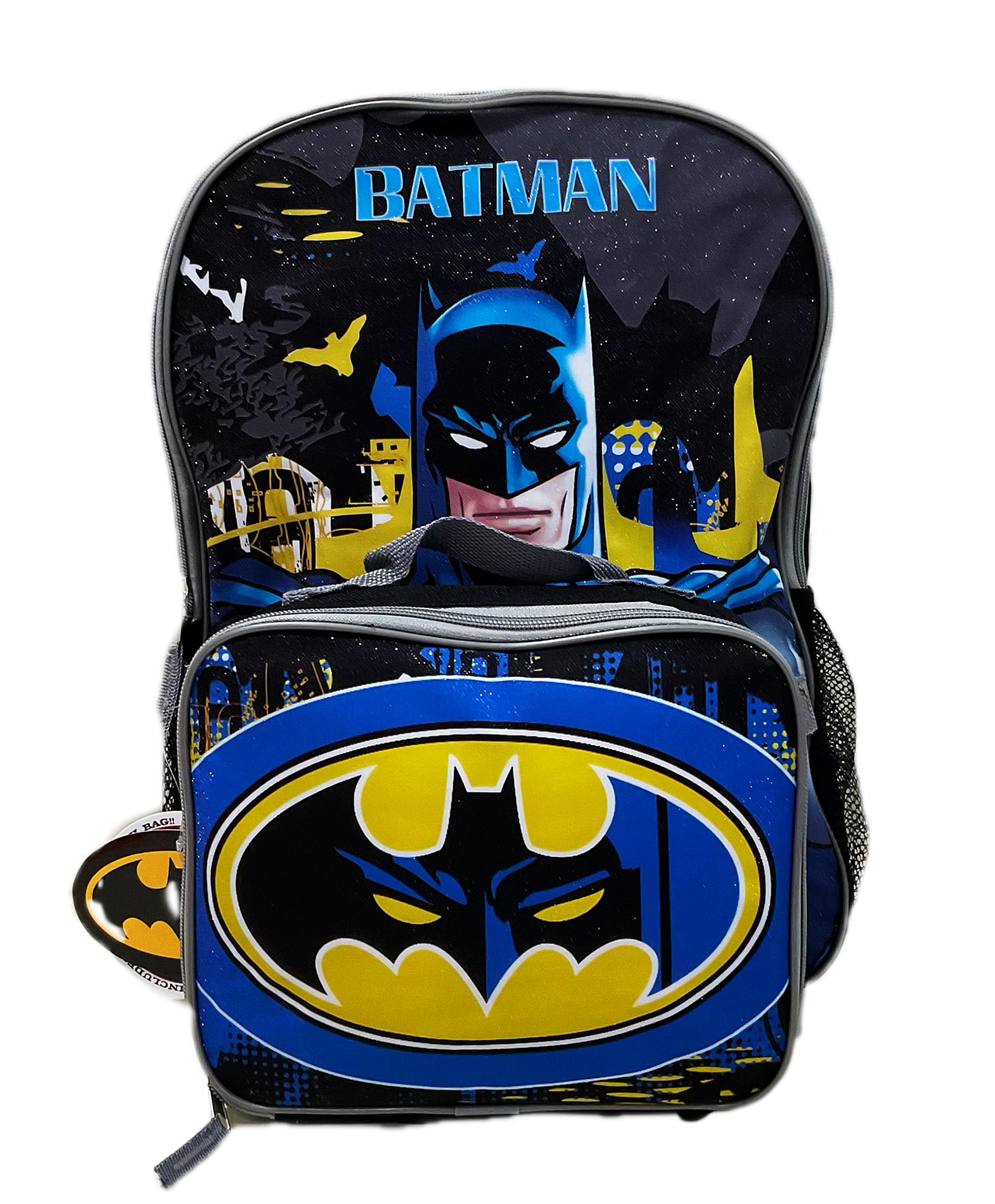 AI ACCESSORY INNOVATIONS Batman Full Size 16 Inch Backpack with Detachable Lunch Box
