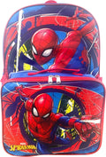 Ruz Spiderman Boy's 16 Inch Backpack With Removable Matching Lunch Box Set