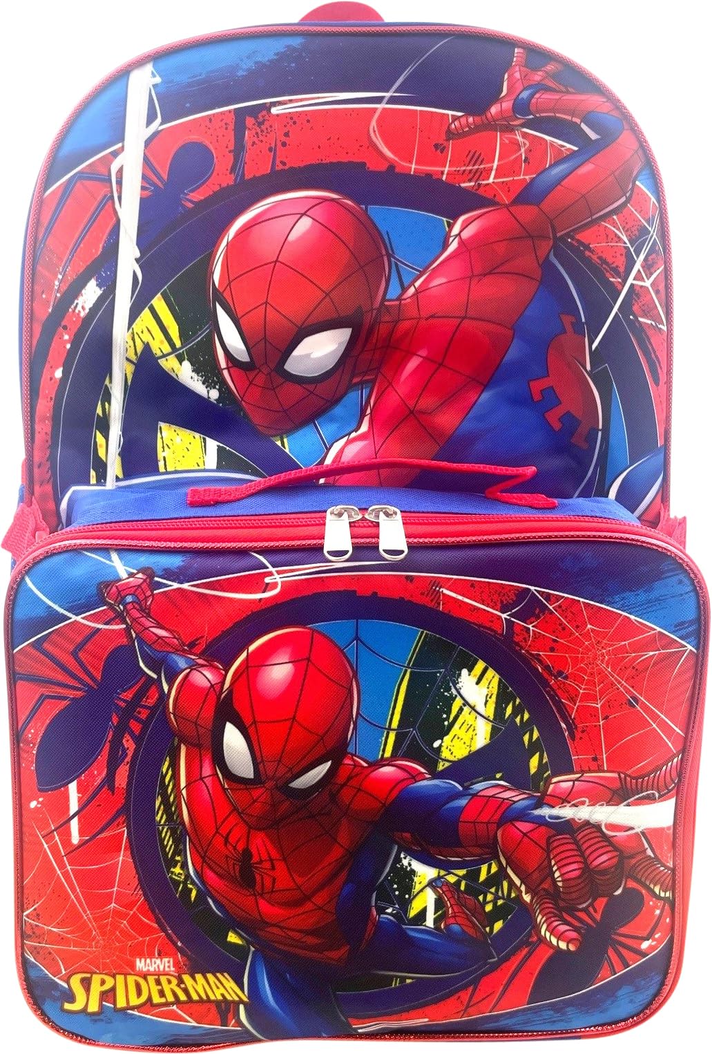 Ruz Spiderman Boy's 16 Inch Backpack With Removable Matching Lunch Box Set