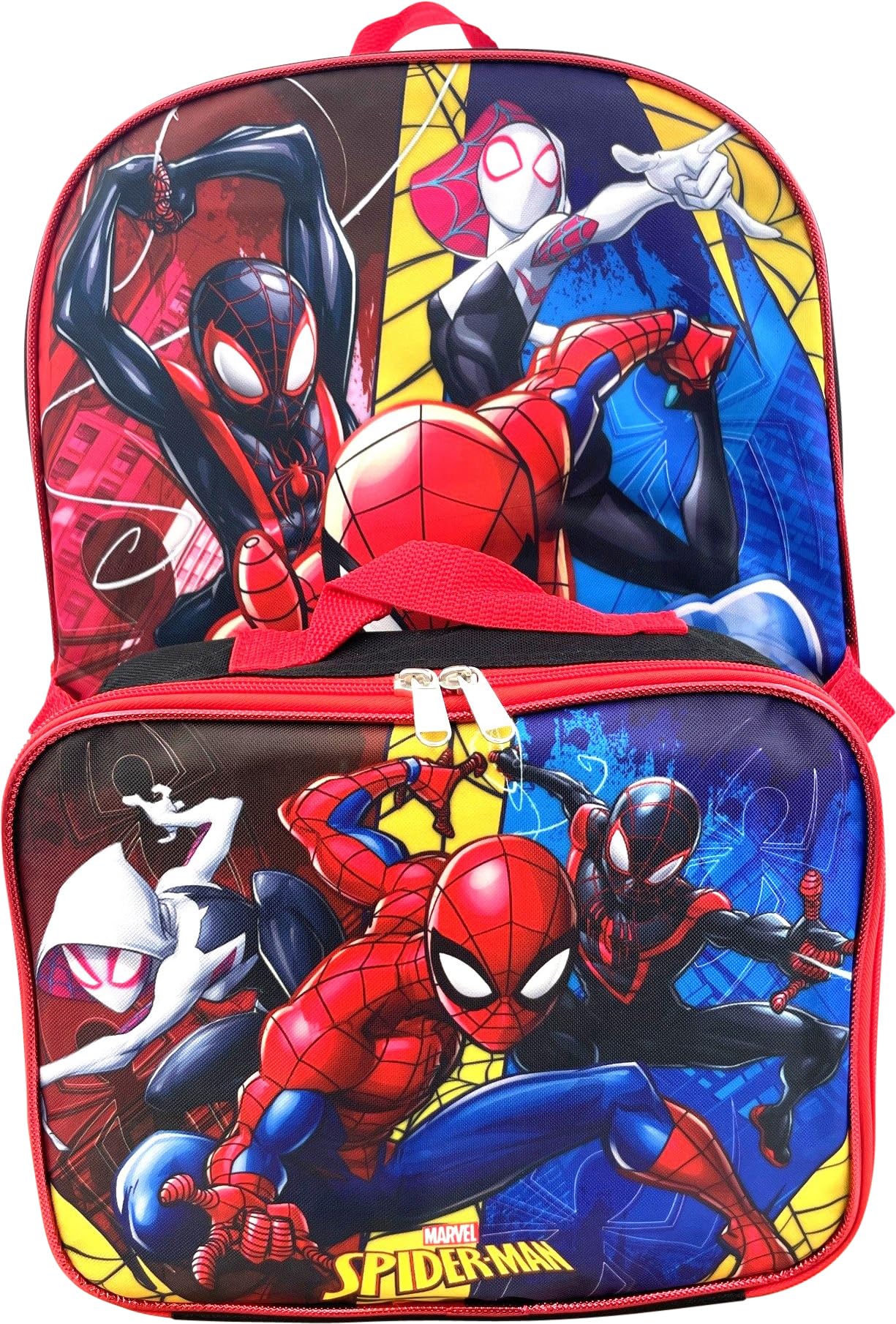 Ruz Spiderman Boy's 16 Inch Backpack With Removable Matching Lunch Box Set