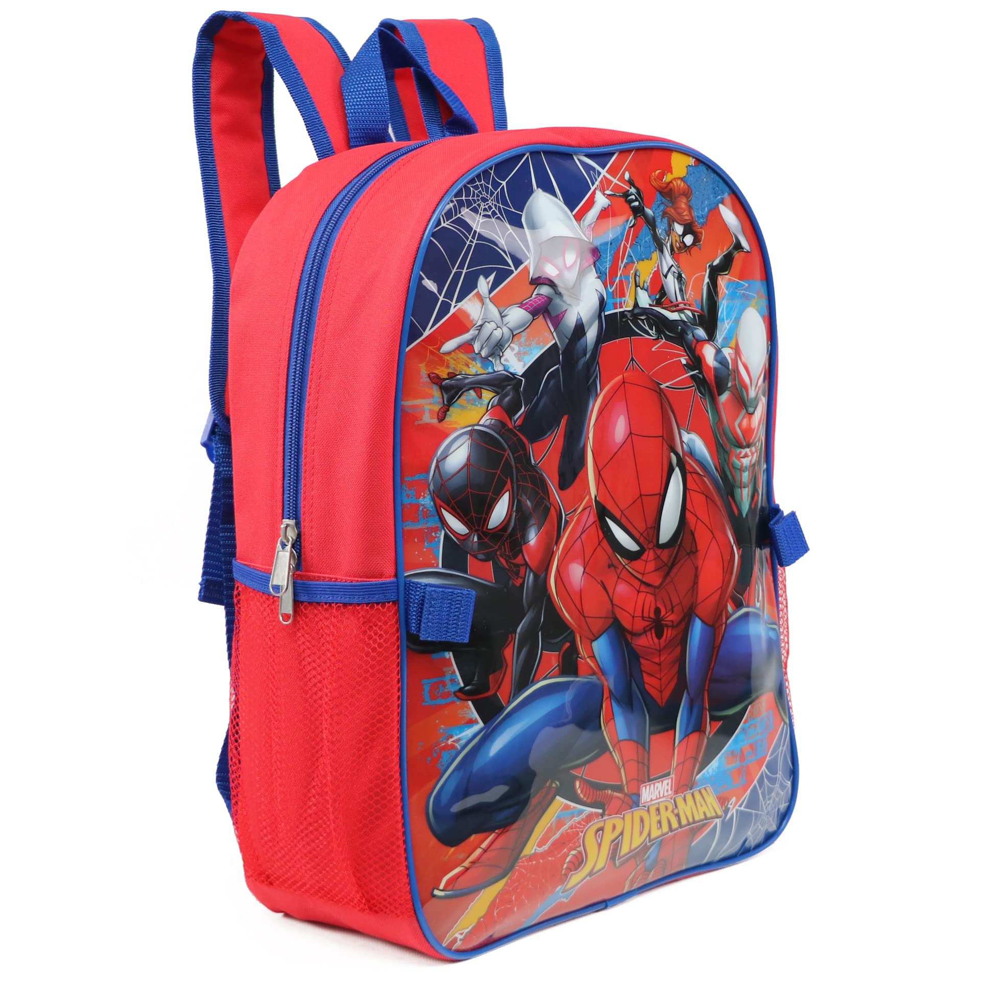 Ruz Spiderman Boys 16 Inch Backpack With Removable Matching Lunch Box Set (Heroes and Villains)