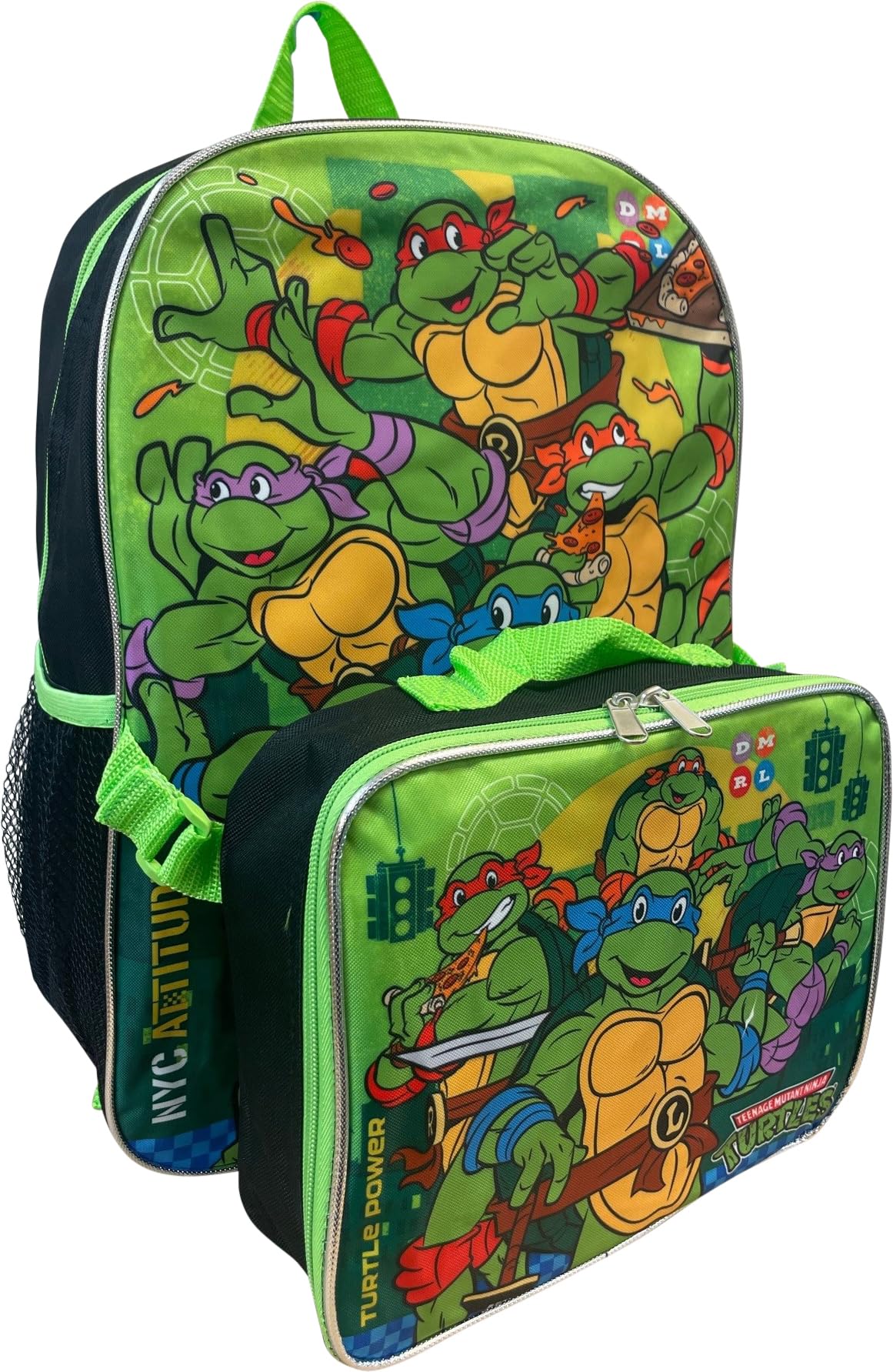 Ruz Teenage Mutant Ninja Turtles Kid's 16 Inch Backpack With Removable Lunch Box Set