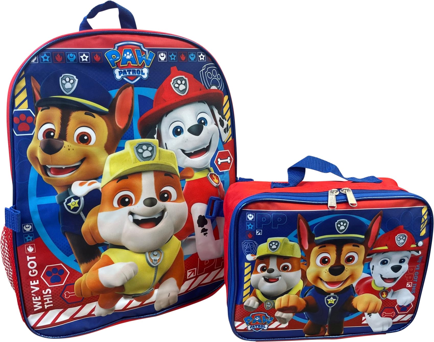 Ruz Paw Patrol Boy's 16 Inch Backpack With Removable Matching Lunch Box Set