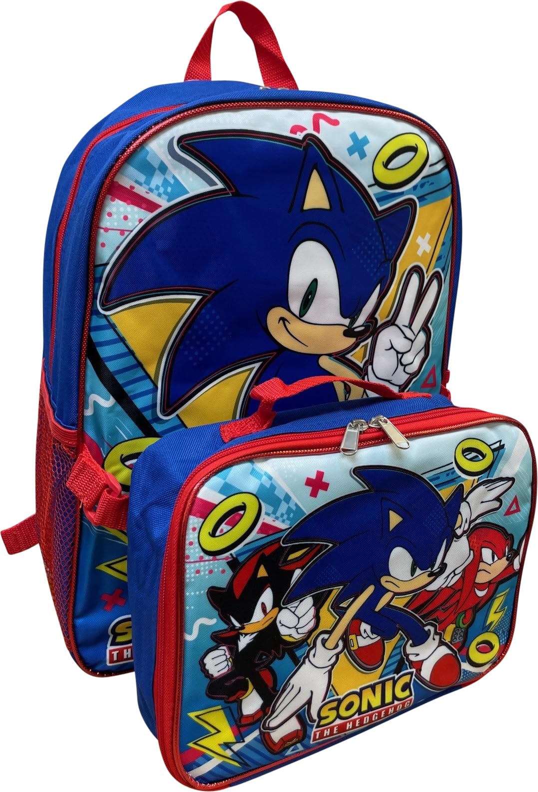 Ruz Sonic The Hedgehog 16 Inch Backpack W/Detachable Matching Lunch Box, Sonic - Shadow Kid's School Bag