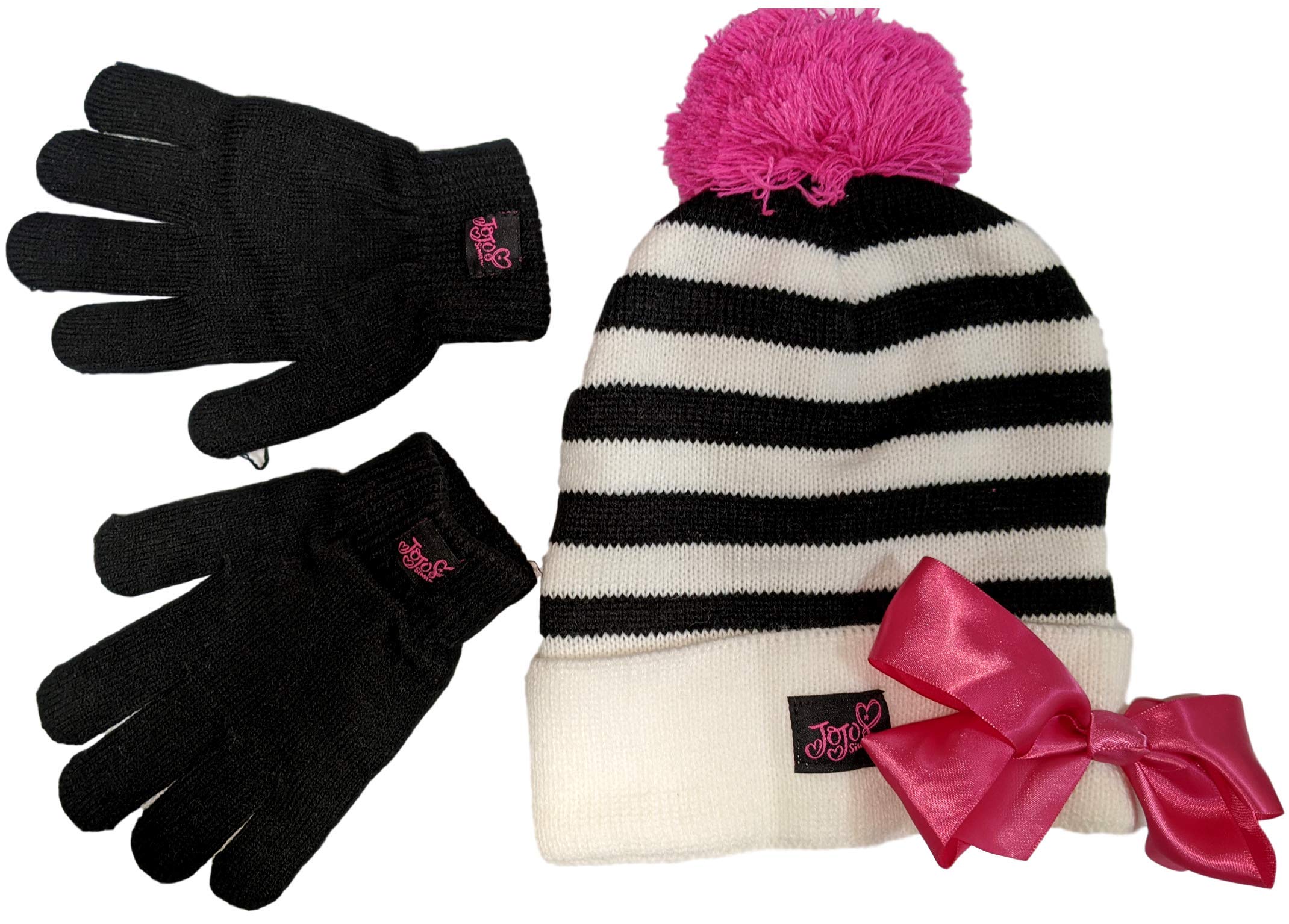 Nickelodeon JoJo Siwa Girls Winter Hat and Gloves Cold Weather Set, Age 4-7