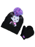 Disney Vampirina Big Girls' Beanie & Mittens Set - black/purple, one size