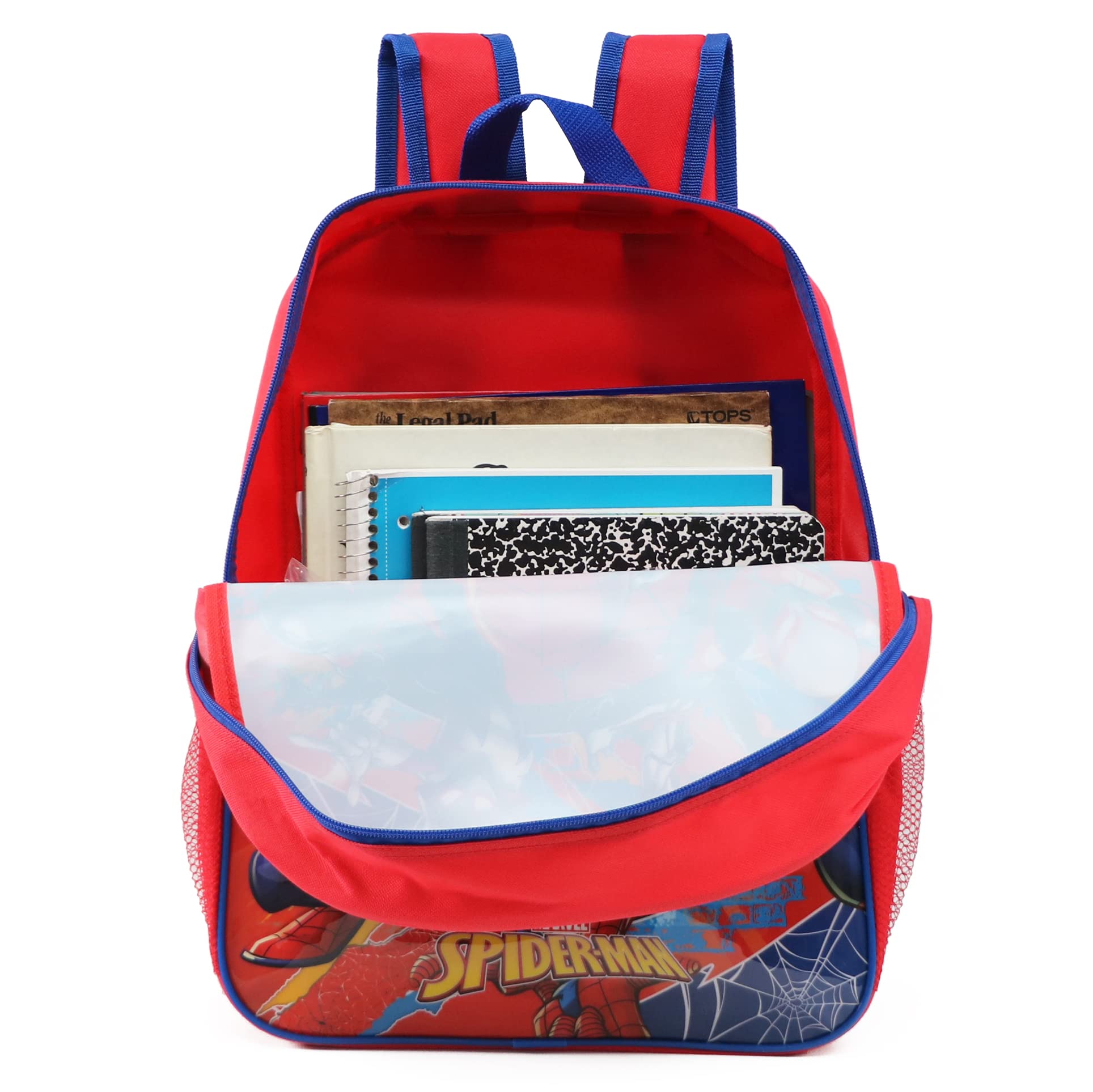 Ruz Spiderman Boys 16 Inch Backpack With Removable Matching Lunch Box Set (Heroes and Villains)