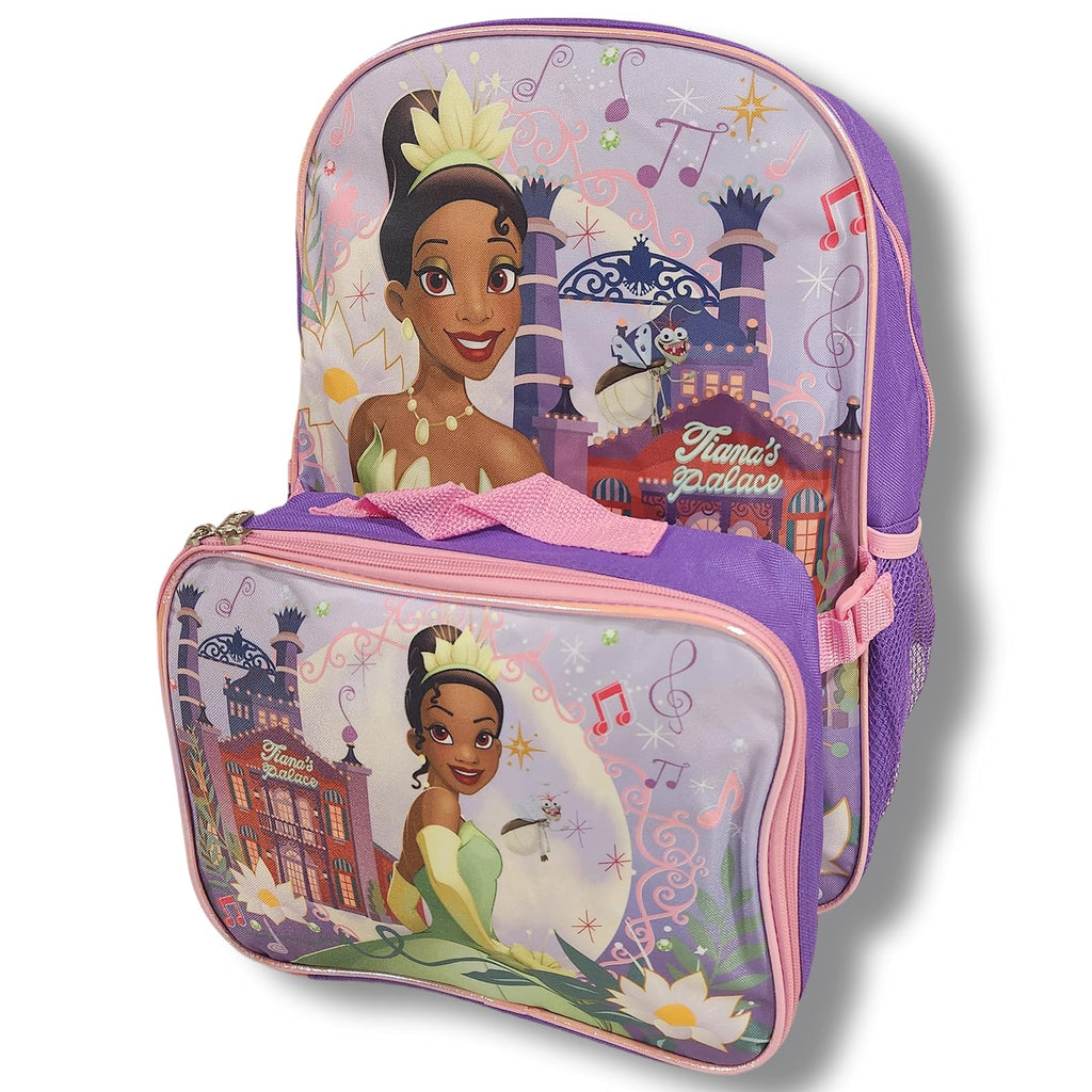 Ruz Princess Tiana Girl's 16" Backpack With Detachable Lunch Box Set