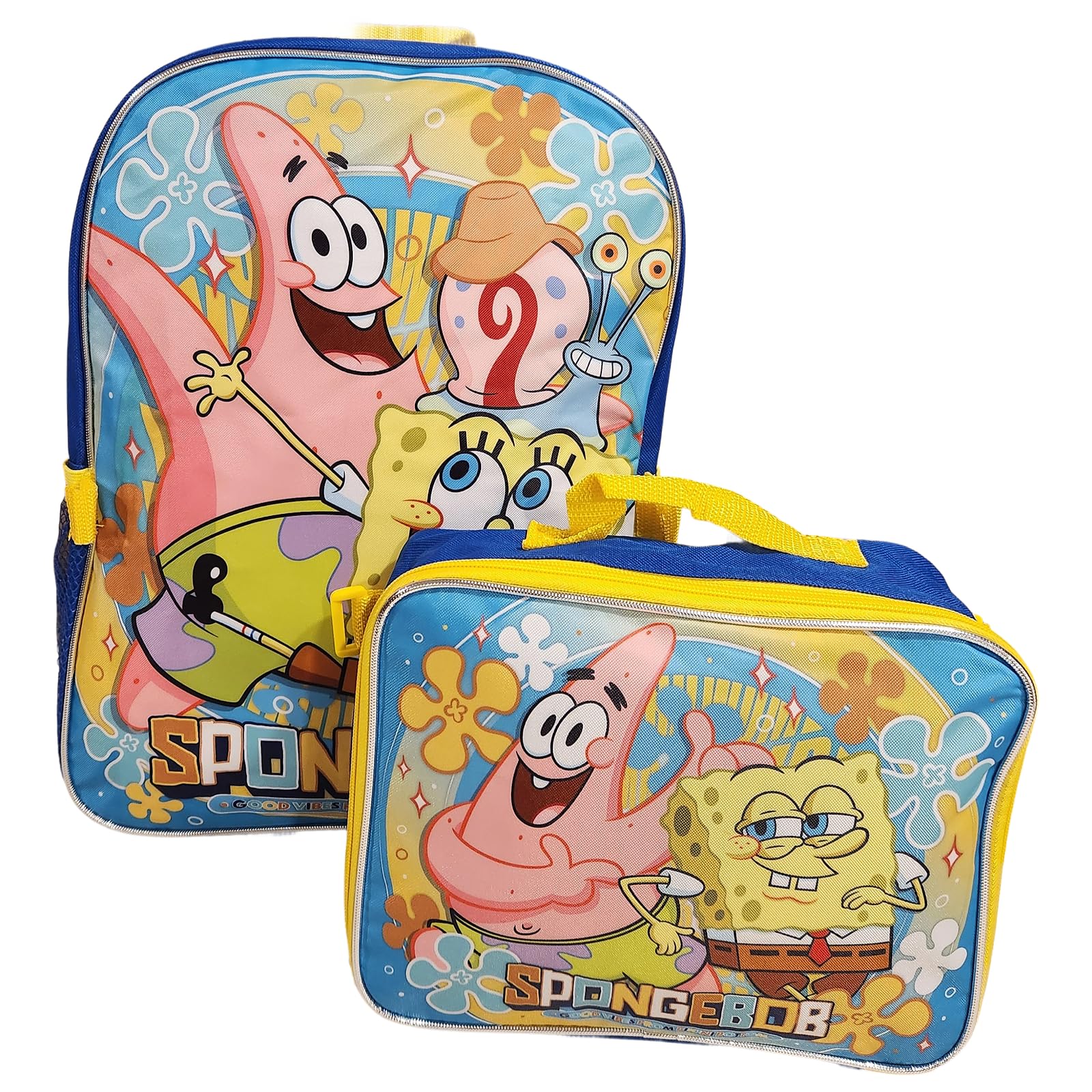 Ruz Group Kid's Licensed 16 Inch Backpack With Removable Lunch Box Set (Sponge Bob)