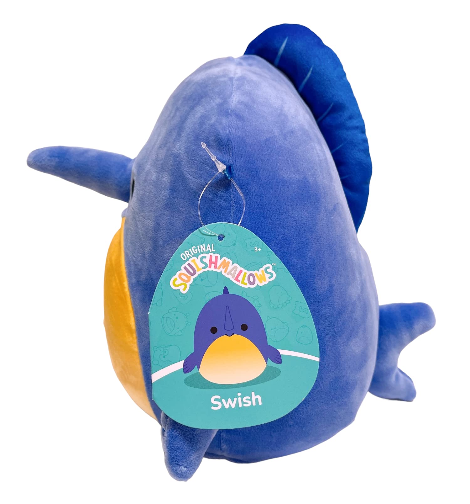 Squishmallows Kellytoy Sea Life Squad Plush Toy (8/'' Swish The Swordfish), 8 inch