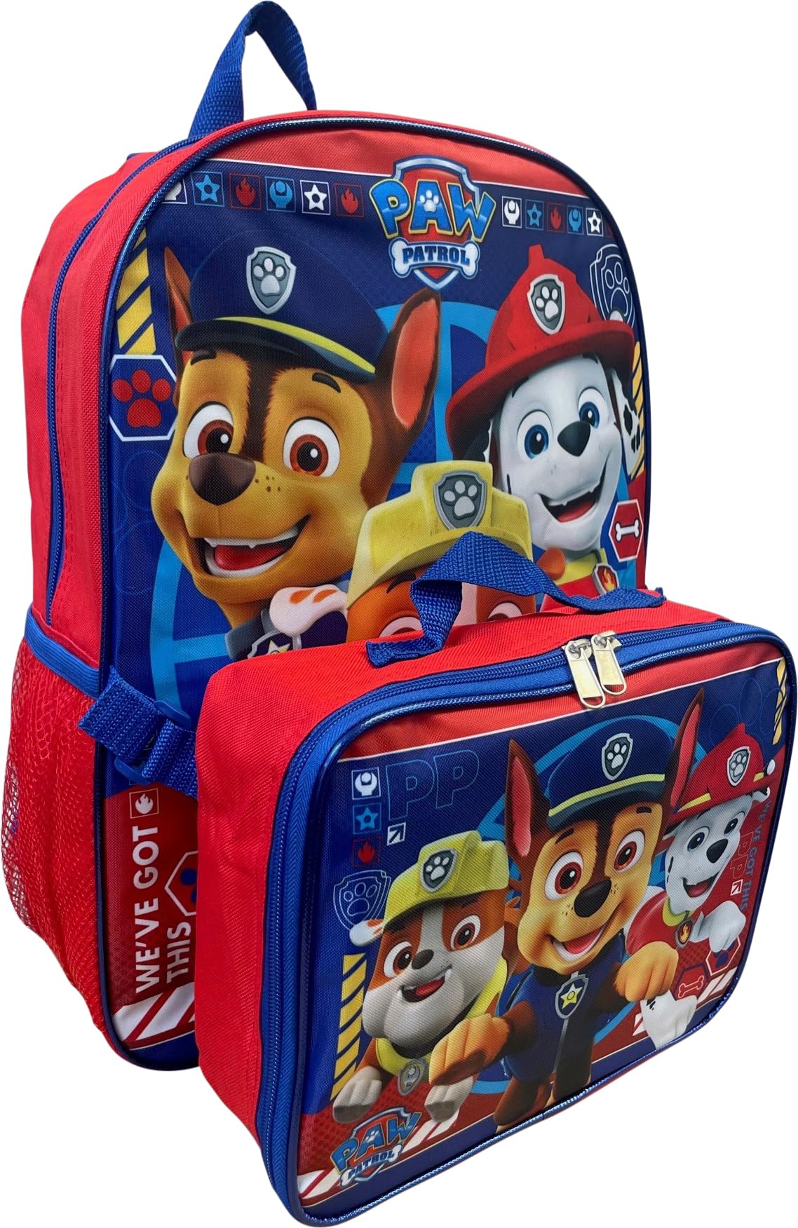 Ruz Paw Patrol Boy's 16 Inch Backpack With Removable Matching Lunch Box Set